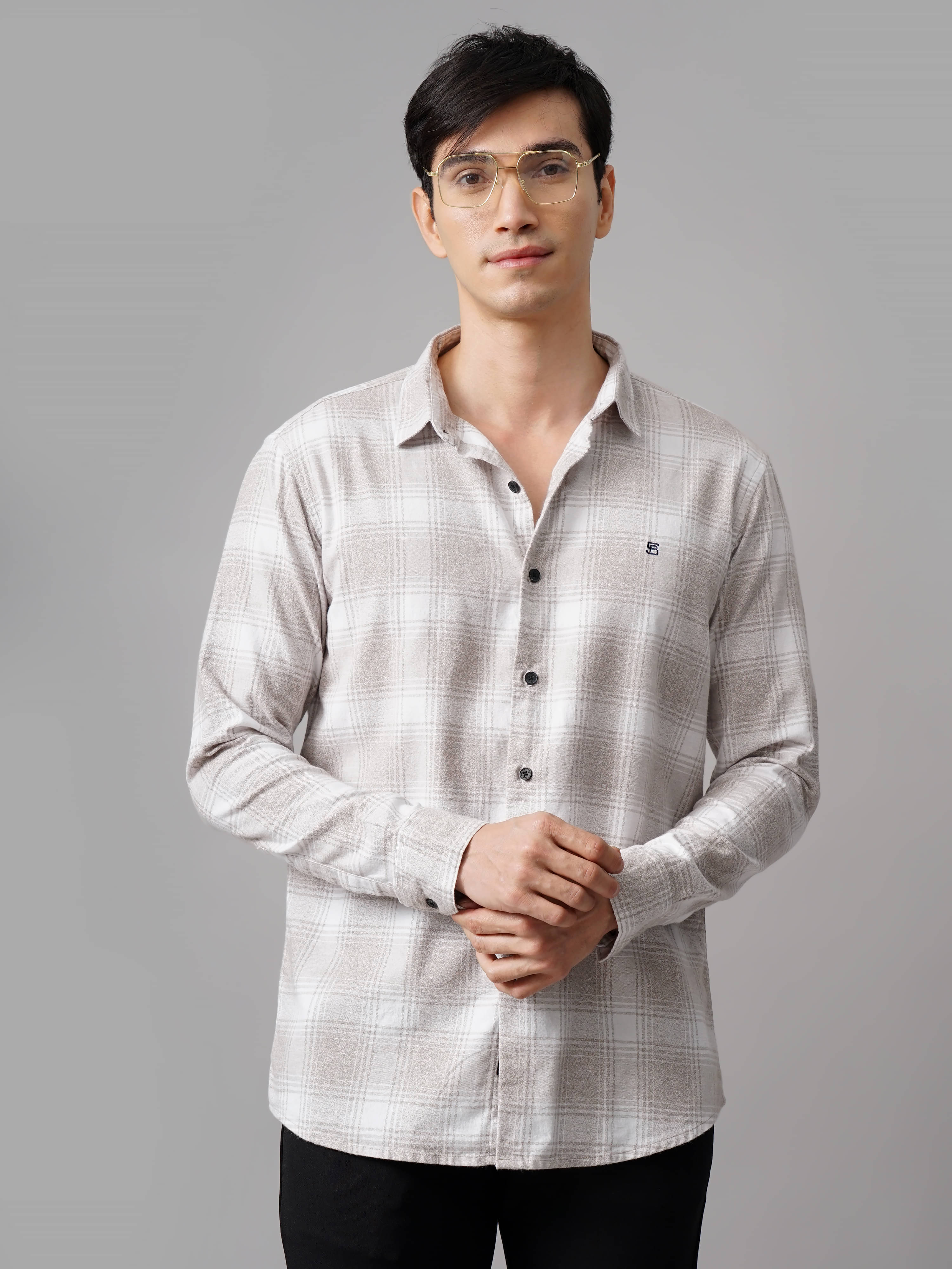 Paul Street Cotton Blend Slim Fit Checks Full Sleeves Men's Casual Shirt - Cream ( Pack of 1 ) Paul Street Cotton Blend Slim Fit Checks Full Sleeves Men's Casual Shirt - Cream ( Pack of 1 )