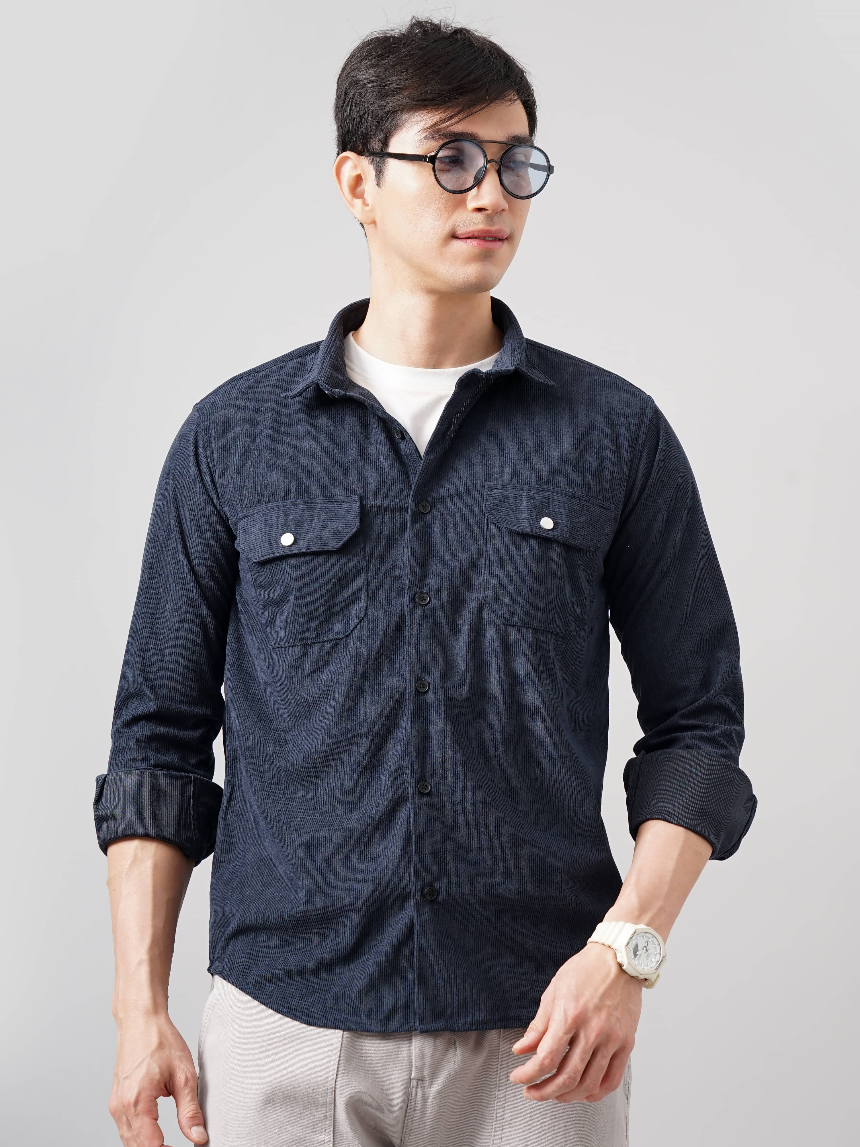 Paul Street Polyester Slim Fit Striped Full Sleeves Men's Casual Shirt - Navy ( Pack of 1 )     			Paul Street Polyester Slim Fit Striped Full Sleeves Men's Casual Shirt - Navy ( Pack of 1 )