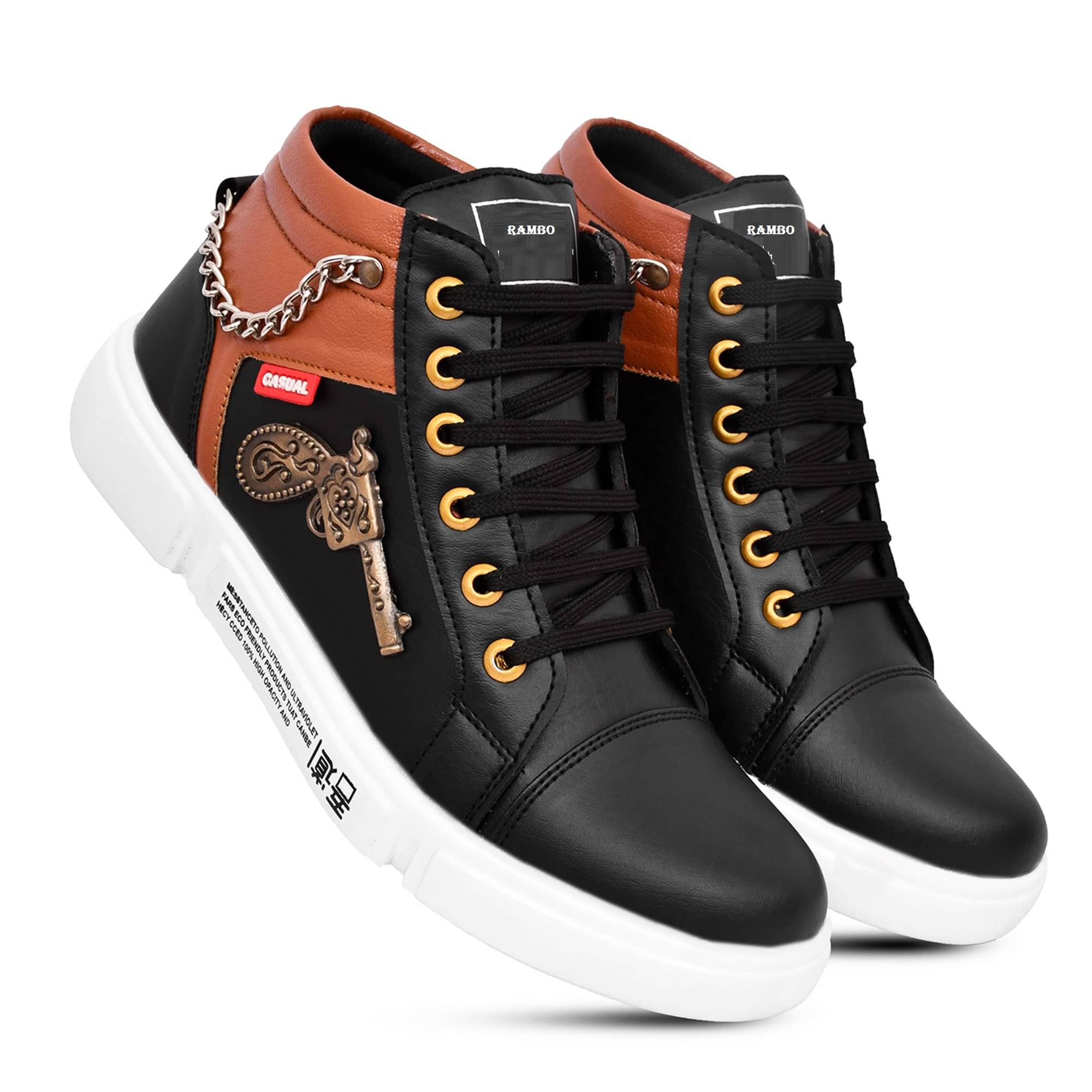 Rambo Shotgun Black Men's High Tops Shoes Rambo Shotgun Black Men's High Tops Shoes
