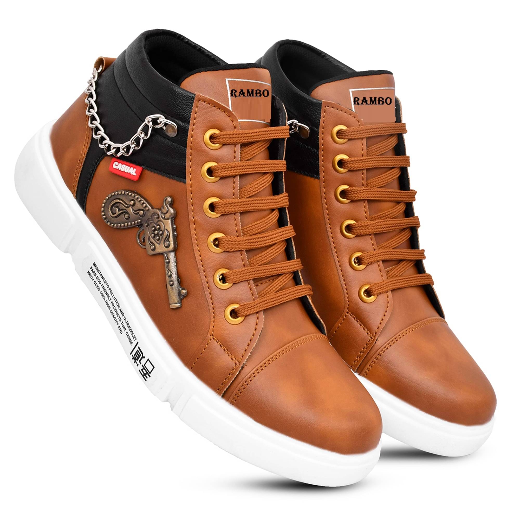     			Rambo  Shotgun Tan Men's High Tops Shoes