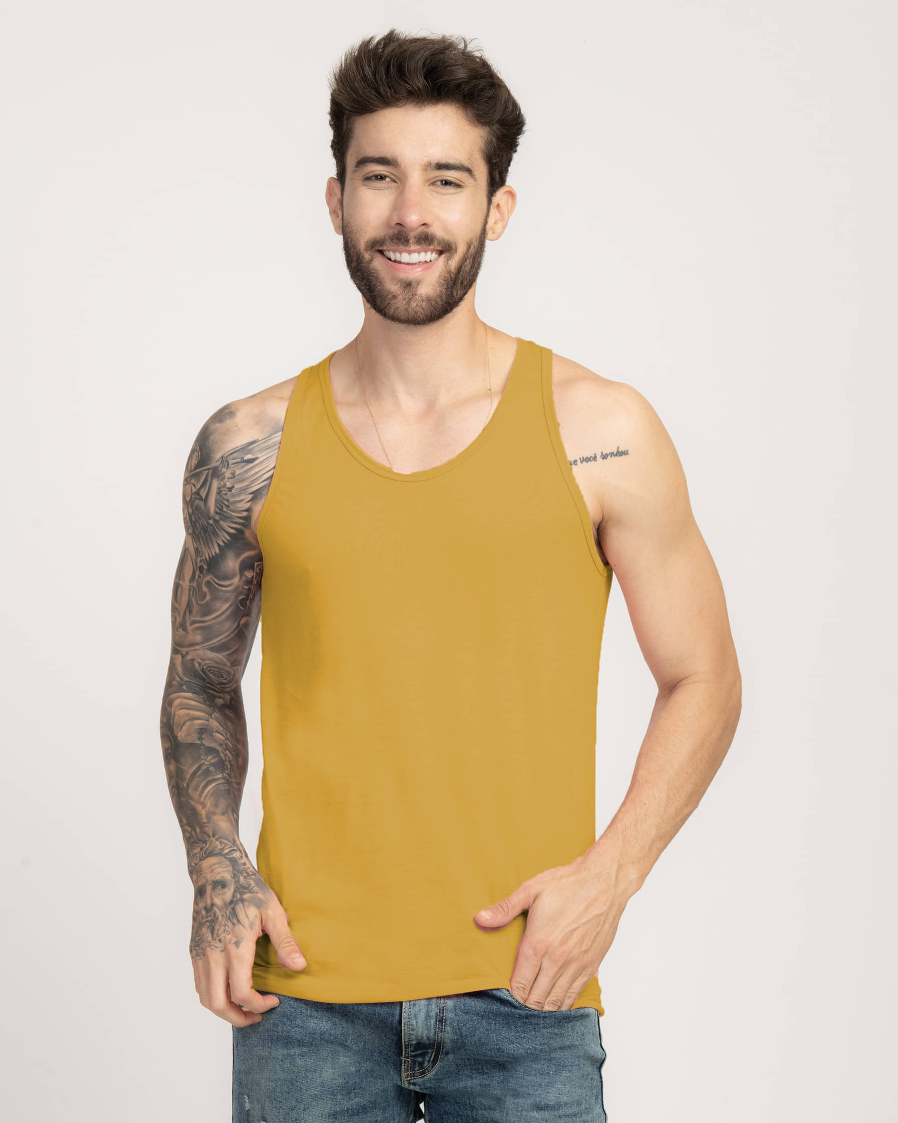 Stylogue Pack of 1 Cotton Blend Basic Vest For Men ( Yellow )     			Stylogue Pack of 1 Cotton Blend Basic Vest For Men ( Yellow )