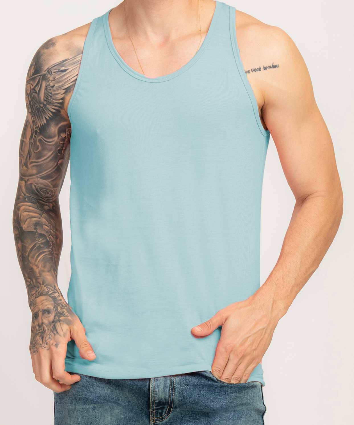 Stylogue Pack of 1 Cotton Blend Basic Vest For Men ( Light Blue ) - Nightwear & Loungewear | Buy online on ZillyBuy