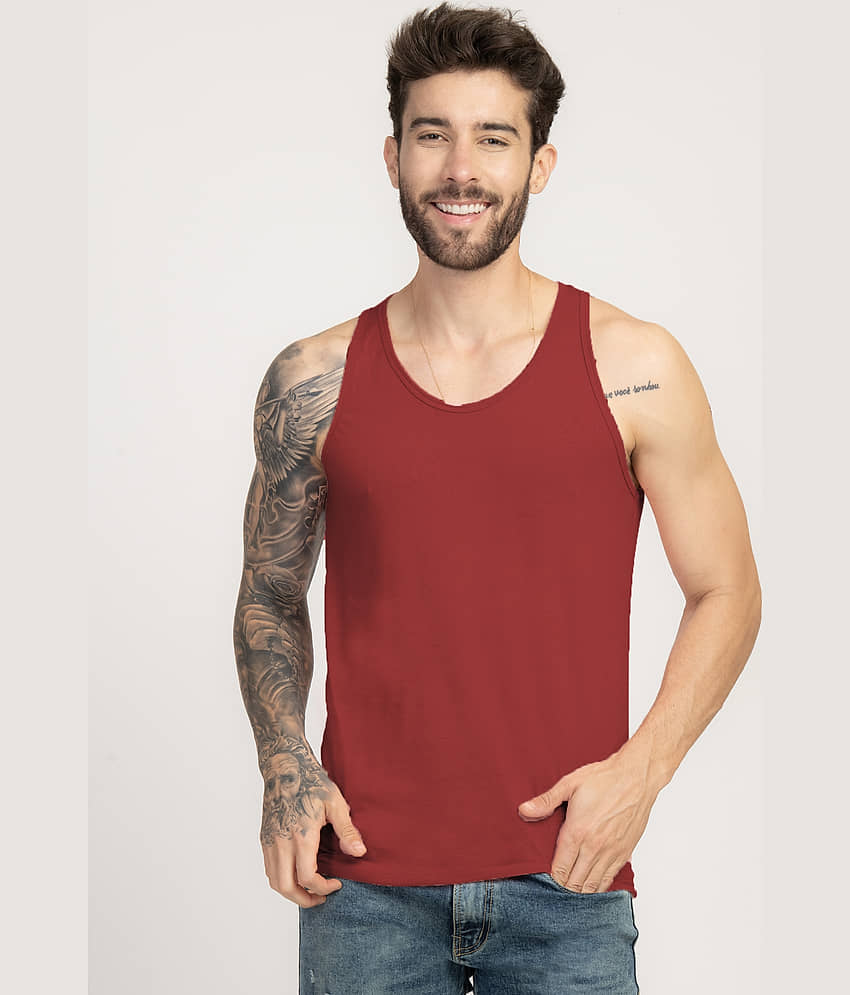 Stylogue Pack of 1 Cotton Blend Basic Vest For Men ( Maroon ) - Nightwear & Loungewear | Buy online on ZillyBuy