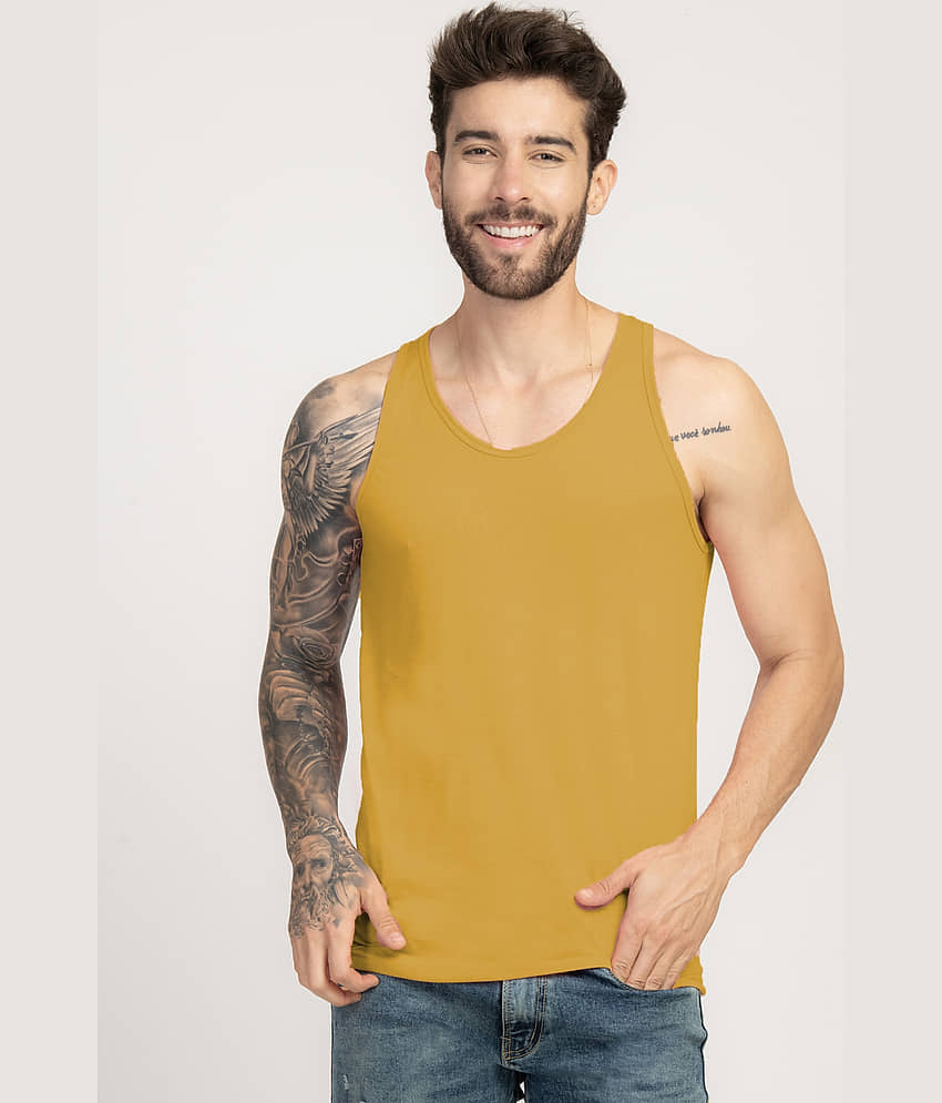 Stylogue Pack of 1 Cotton Blend Basic Vest For Men ( Yellow ) - Nightwear & Loungewear | Buy online on ZillyBuy