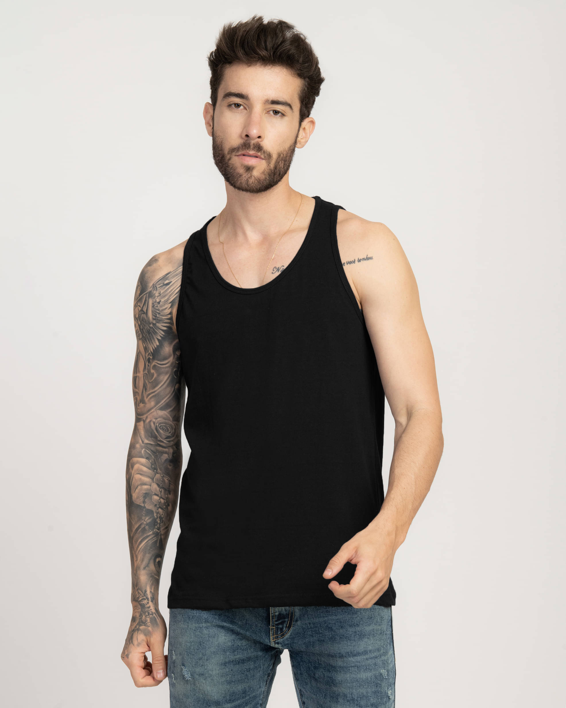     			Stylogue Pack of 1 Cotton Blend Basic Vest For Men ( Black )