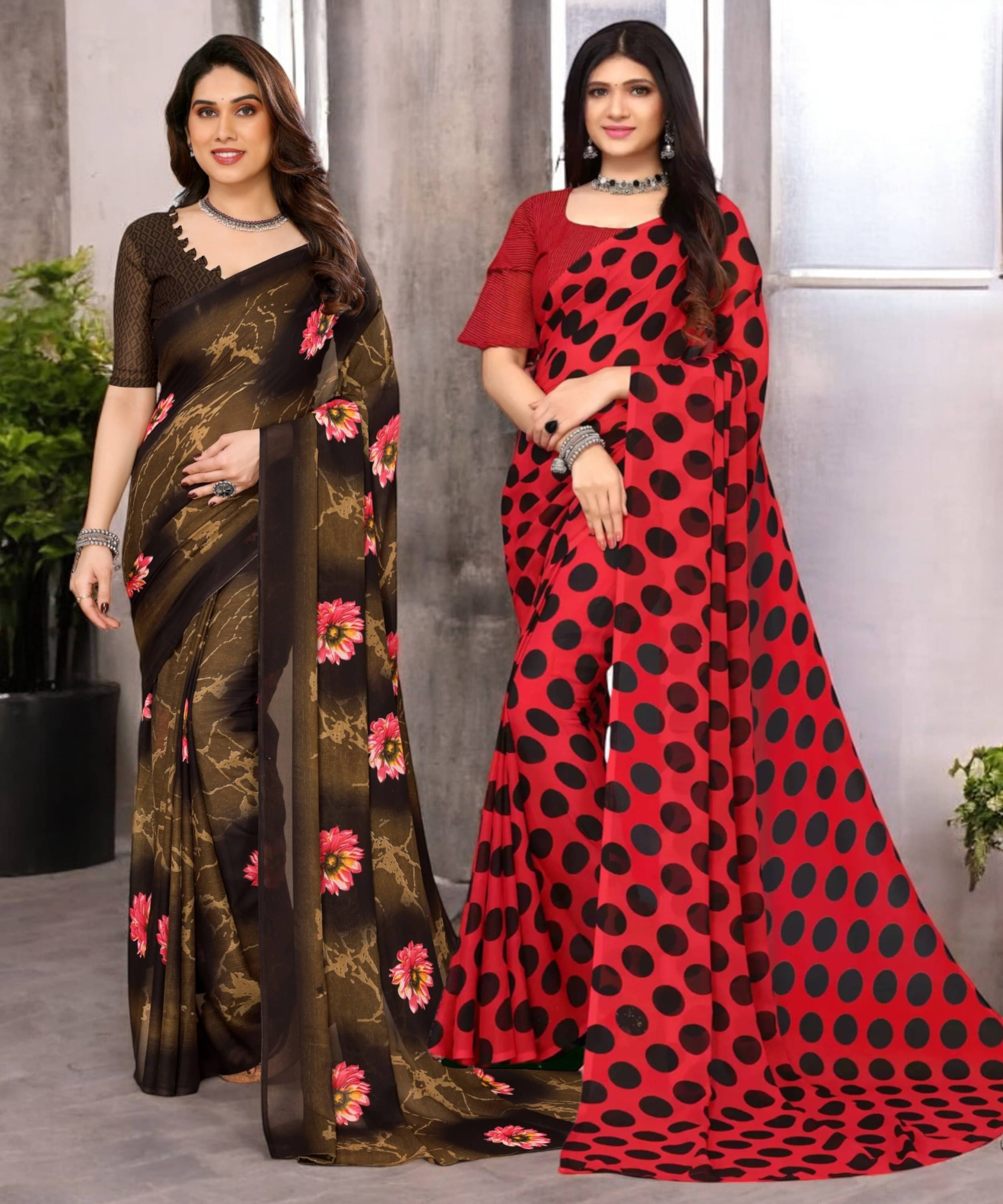 TTH Georgette Printed Saree With Unstitched Blouse Piece ( Multicolor ) TTH Georgette Printed Saree With Unstitched Blouse Piece ( Multicolor )