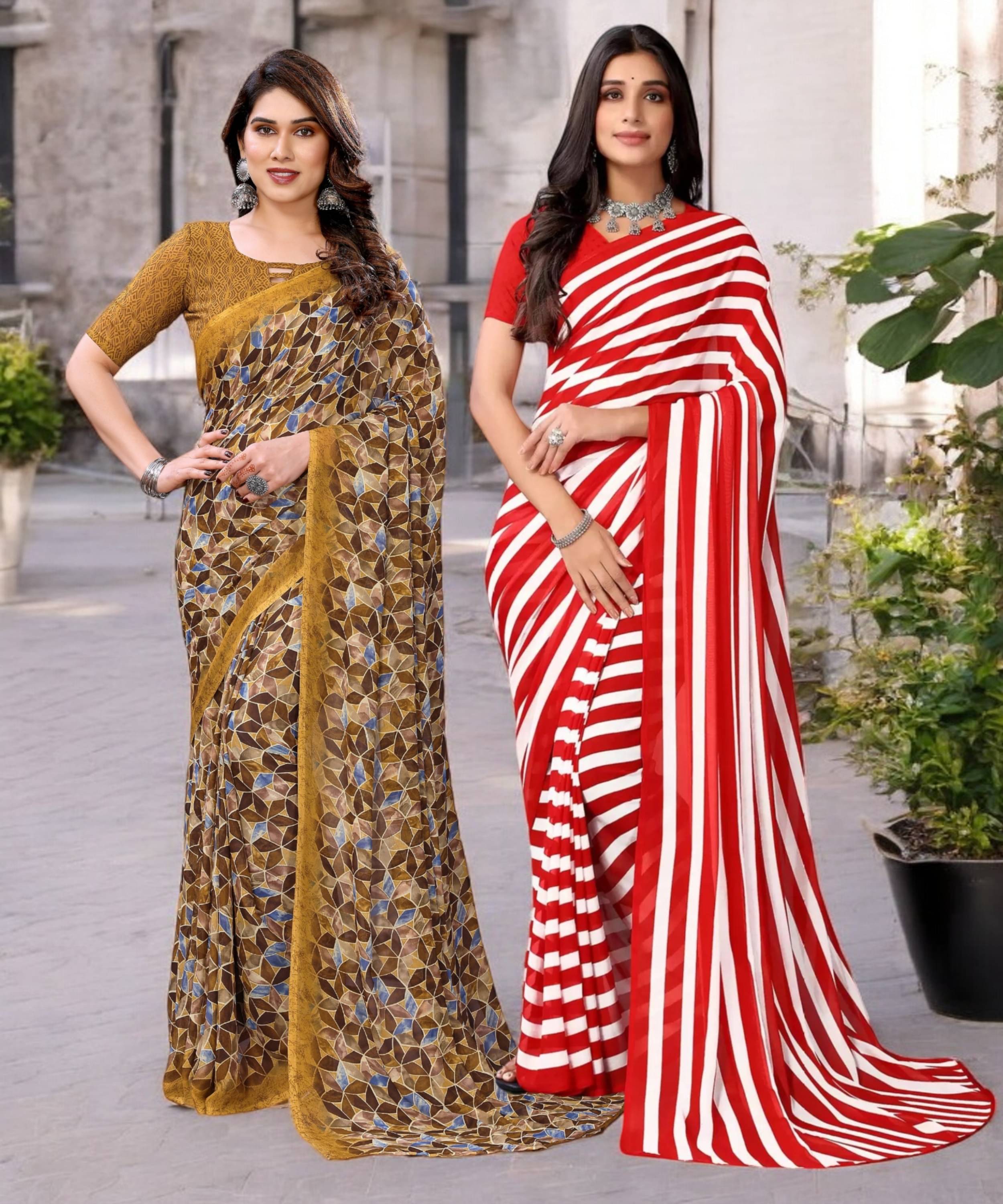     			TTH Georgette Printed Saree With Unstitched Blouse Piece ( Multicolor )