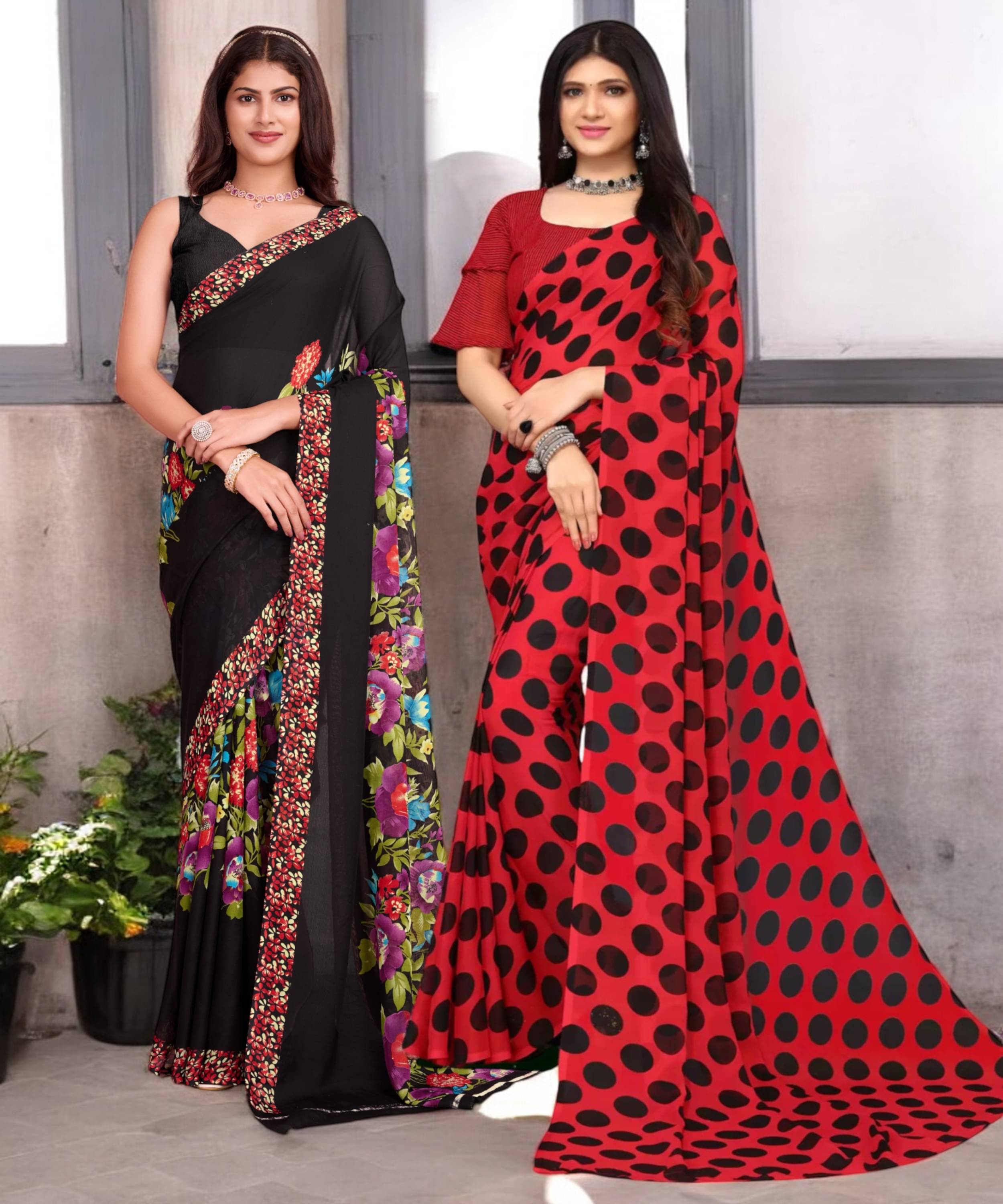 TTH Georgette Printed Saree With Unstitched Blouse Piece ( Multicolor ) TTH Georgette Printed Saree With Unstitched Blouse Piece ( Multicolor )