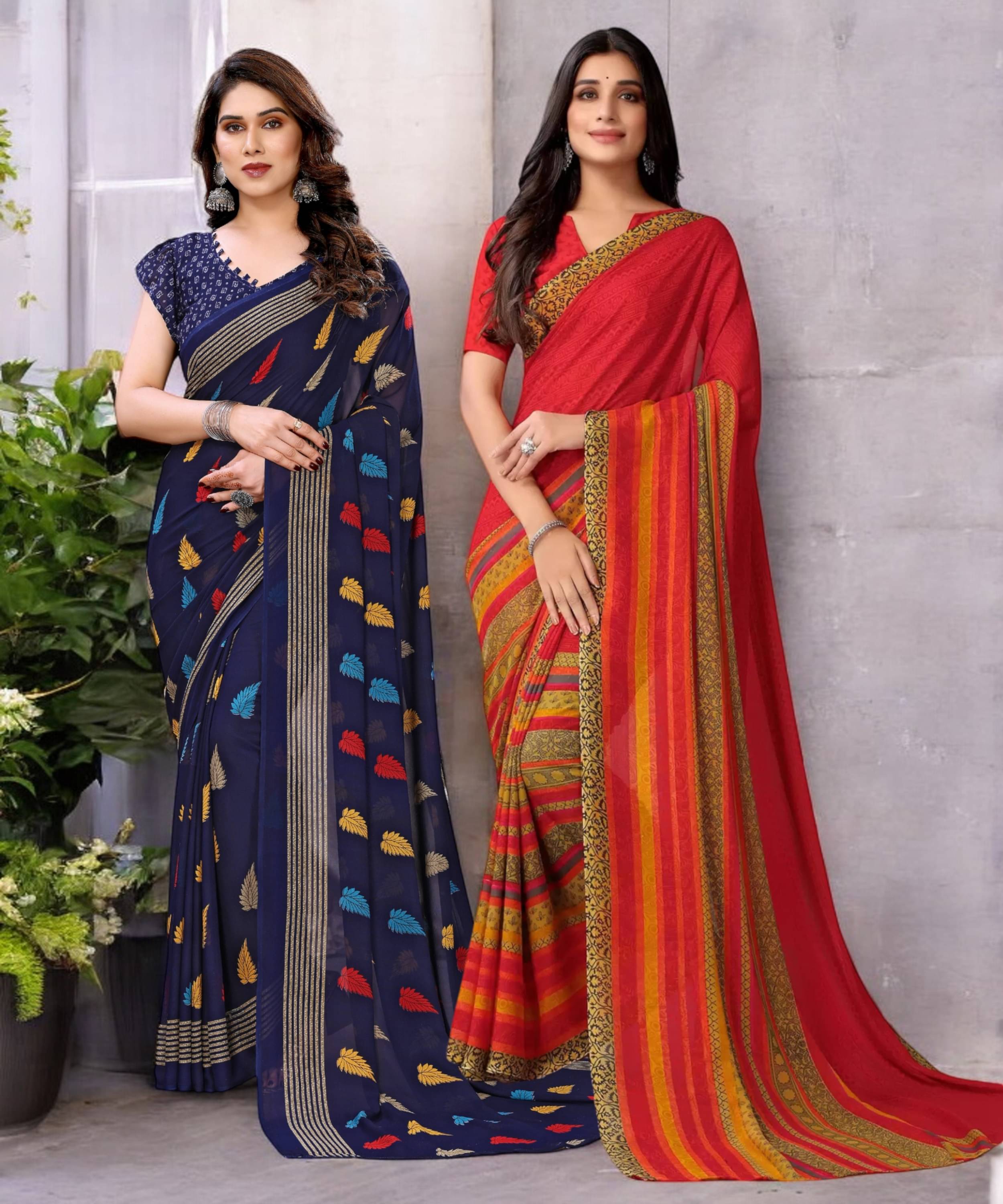 TTH Georgette Printed Saree With Unstitched Blouse Piece ( Multicolor ) TTH Georgette Printed Saree With Unstitched Blouse Piece ( Multicolor )