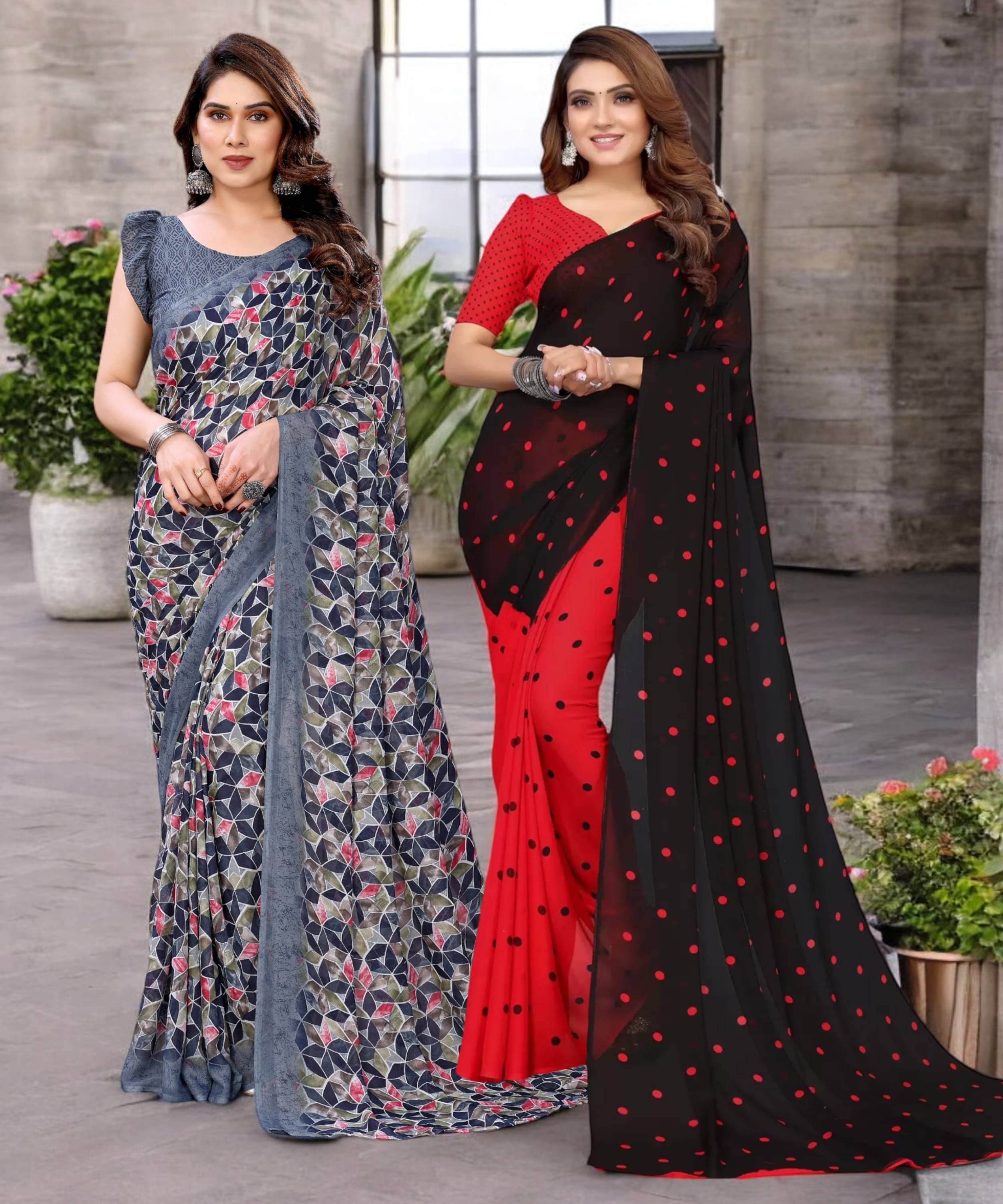 TTH Georgette Printed Saree With Unstitched Blouse Piece ( Multicolor ) TTH Georgette Printed Saree With Unstitched Blouse Piece ( Multicolor )