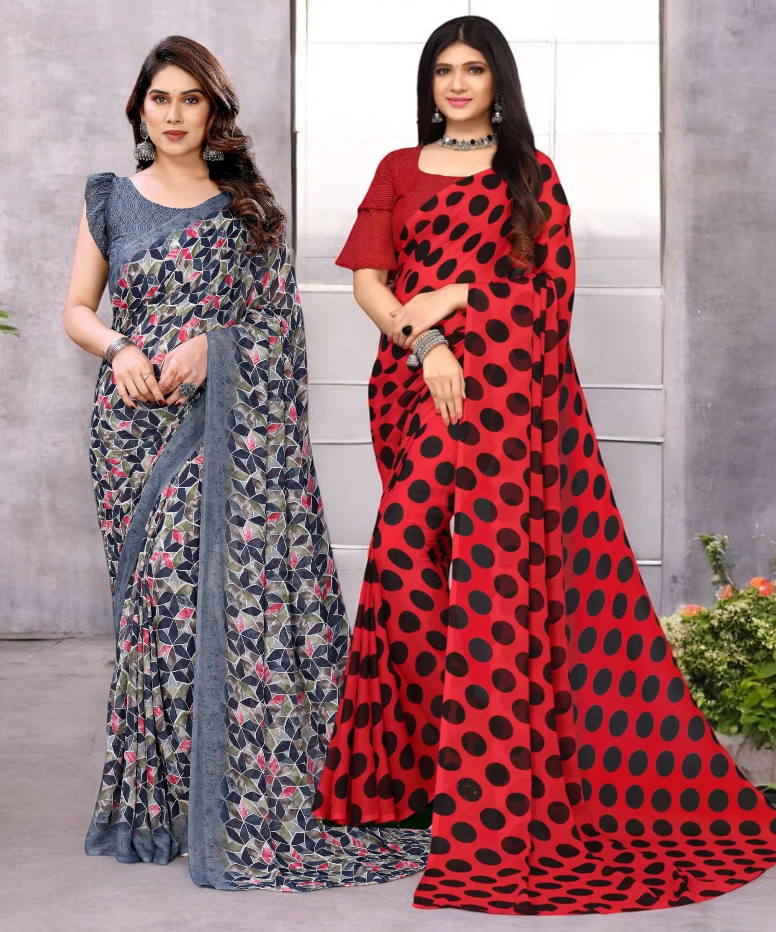 TTH Georgette Printed Saree With Unstitched Blouse Piece ( Multicolor ) TTH Georgette Printed Saree With Unstitched Blouse Piece ( Multicolor )