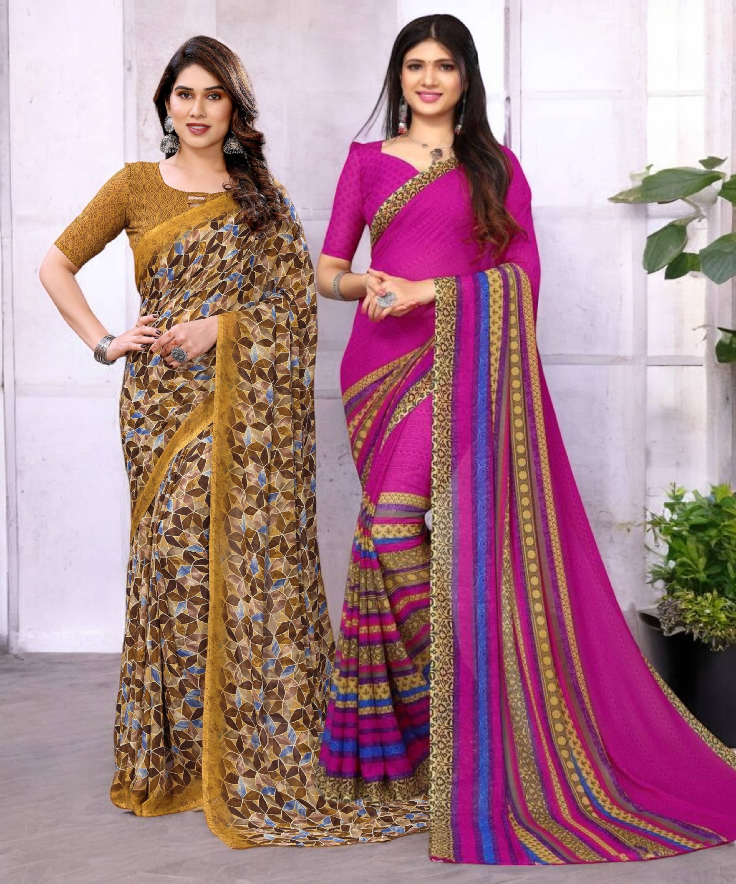 TTH Georgette Printed Saree With Unstitched Blouse Piece ( Multicolor ) TTH Georgette Printed Saree With Unstitched Blouse Piece ( Multicolor )