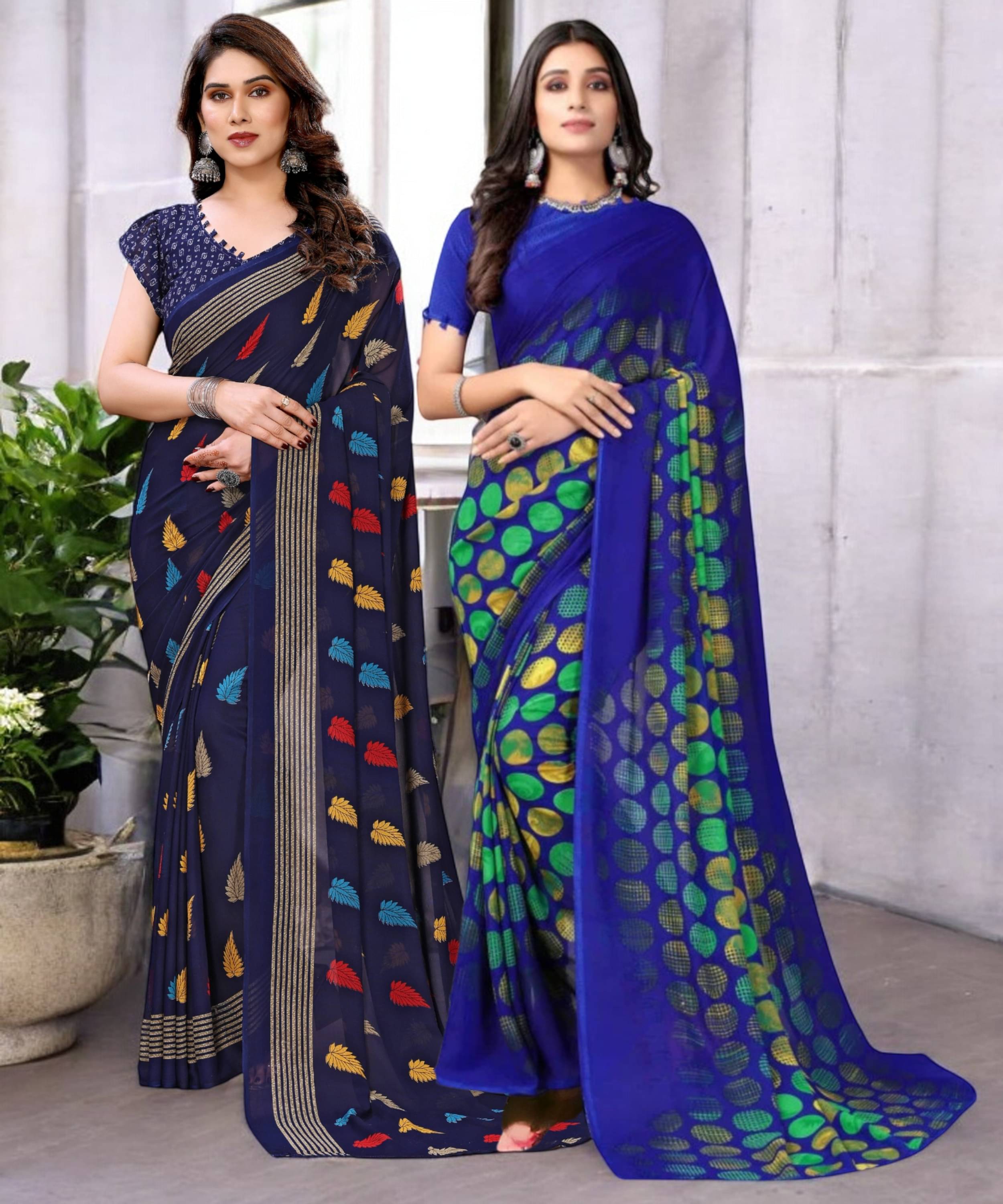 TTH Georgette Printed Saree With Unstitched Blouse Piece ( Multicolor ) TTH Georgette Printed Saree With Unstitched Blouse Piece ( Multicolor )