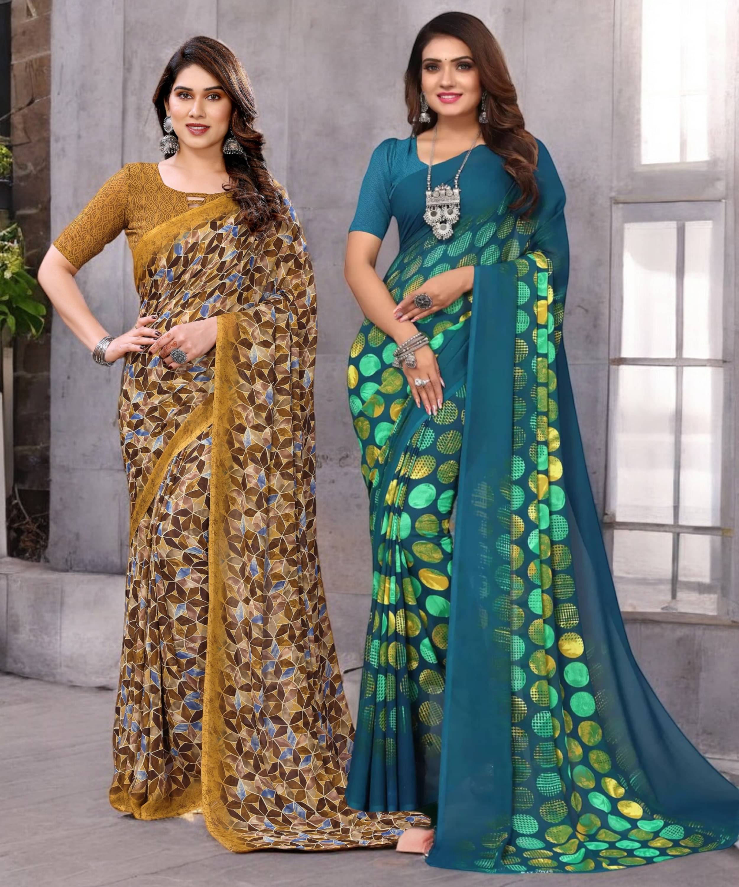 TTH Georgette Printed Saree With Unstitched Blouse Piece ( Multicolor ) TTH Georgette Printed Saree With Unstitched Blouse Piece ( Multicolor )