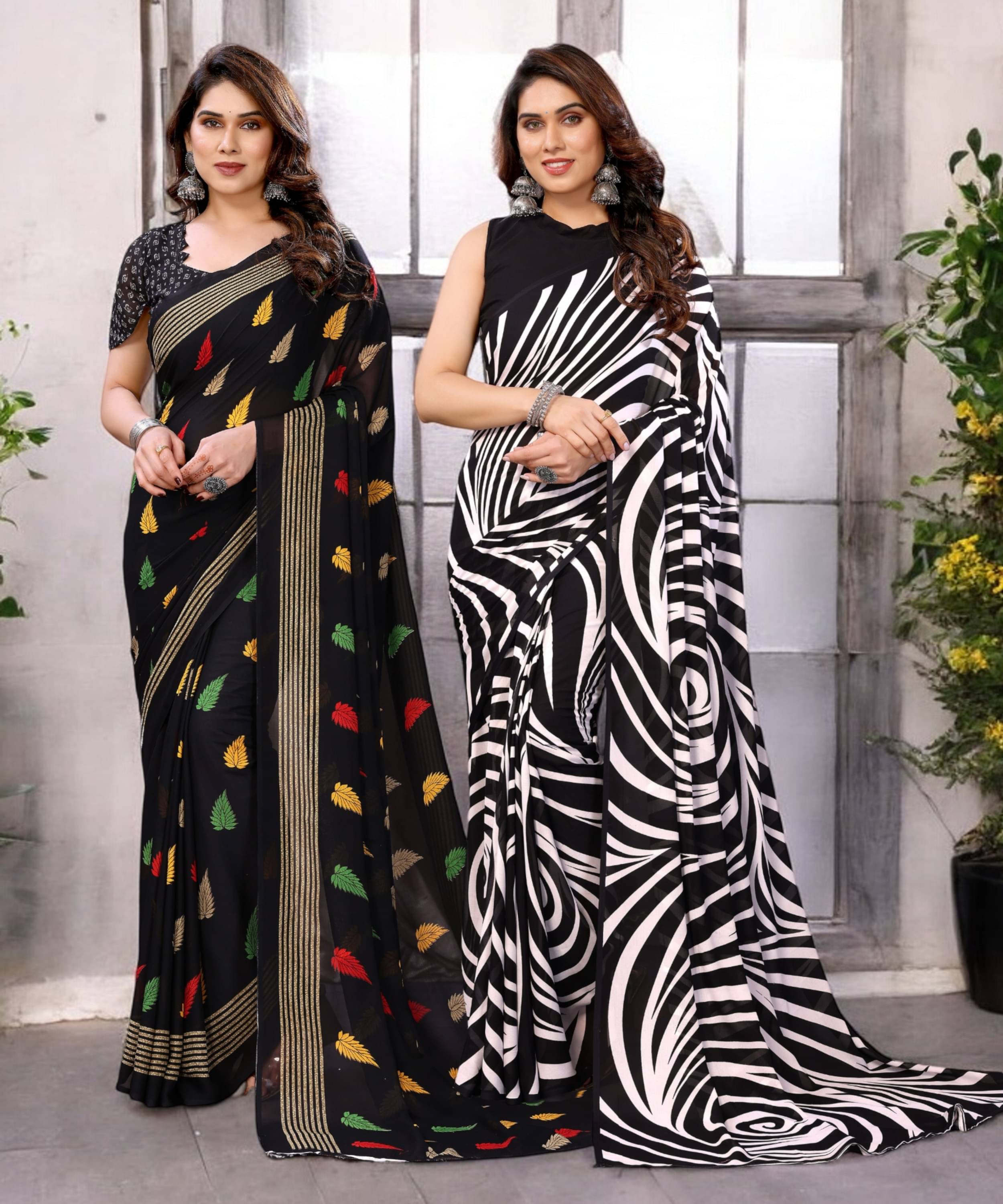 TTH Georgette Printed Saree With Unstitched Blouse Piece ( Multicolor ) TTH Georgette Printed Saree With Unstitched Blouse Piece ( Multicolor )
