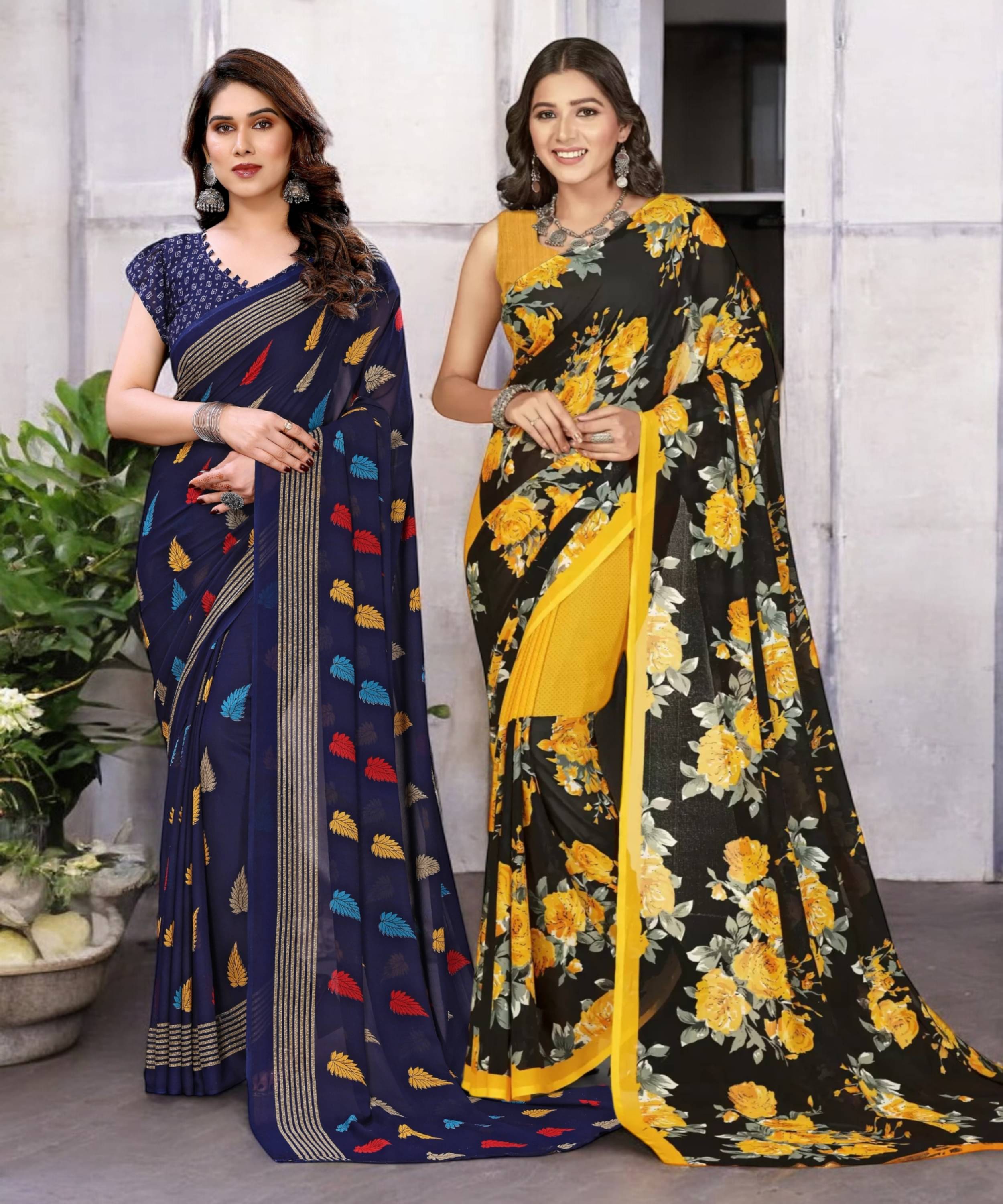 TTH Georgette Printed Saree With Unstitched Blouse Piece ( Multicolor ) TTH Georgette Printed Saree With Unstitched Blouse Piece ( Multicolor )