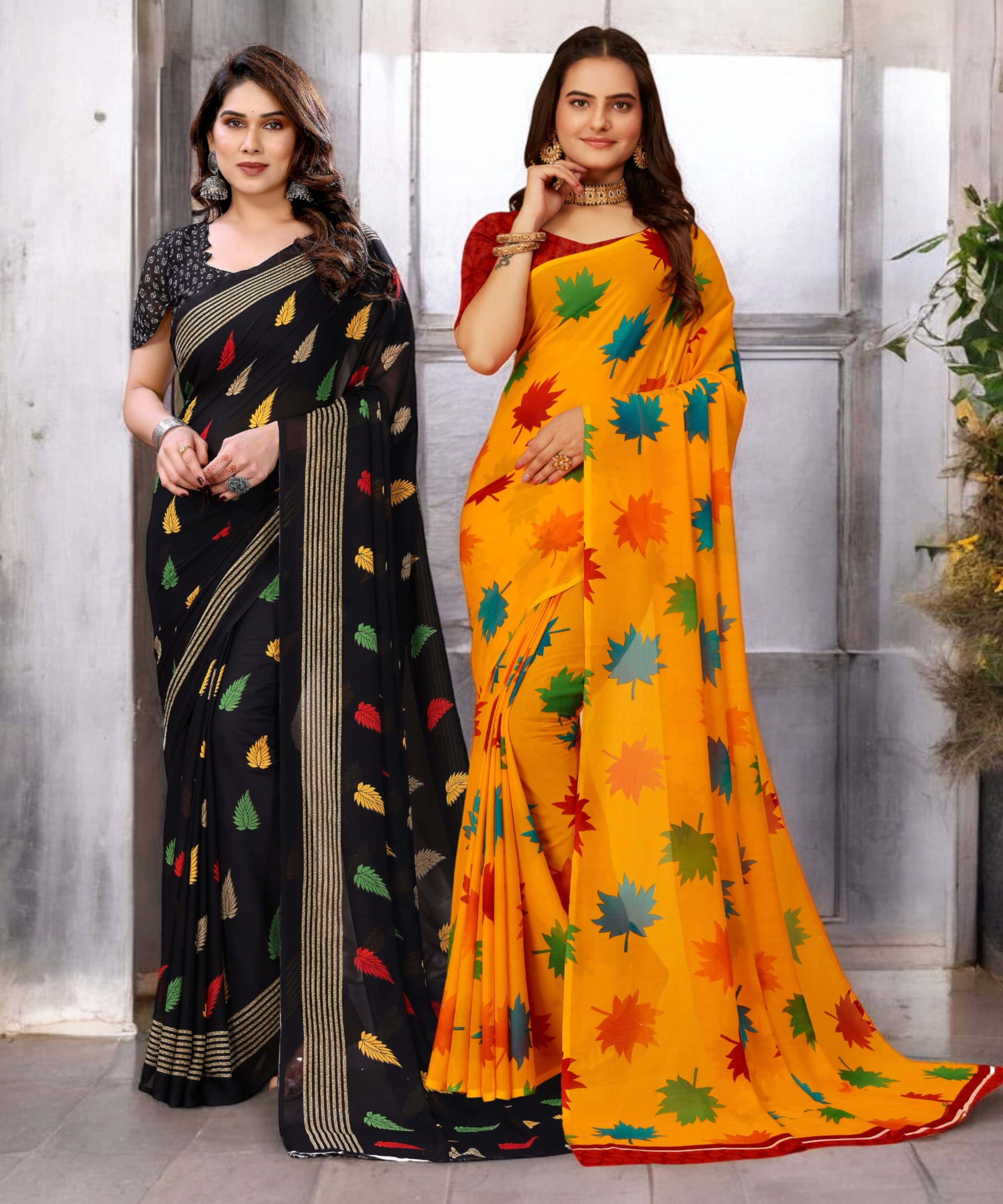 TTH Georgette Printed Saree With Unstitched Blouse Piece ( Multicolor ) TTH Georgette Printed Saree With Unstitched Blouse Piece ( Multicolor )