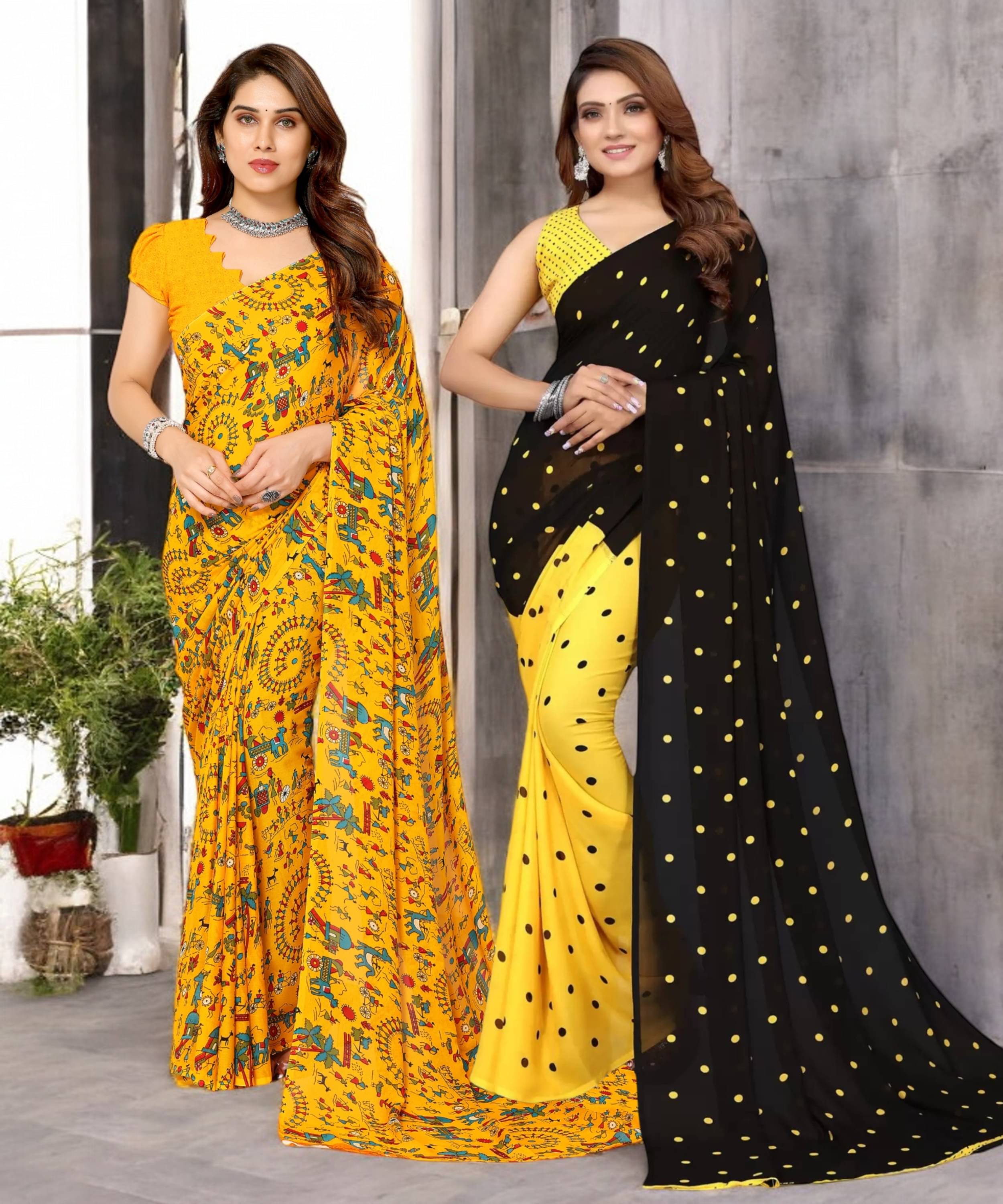 TTH Georgette Printed Saree With Unstitched Blouse Piece ( Multicolor ) TTH Georgette Printed Saree With Unstitched Blouse Piece ( Multicolor )