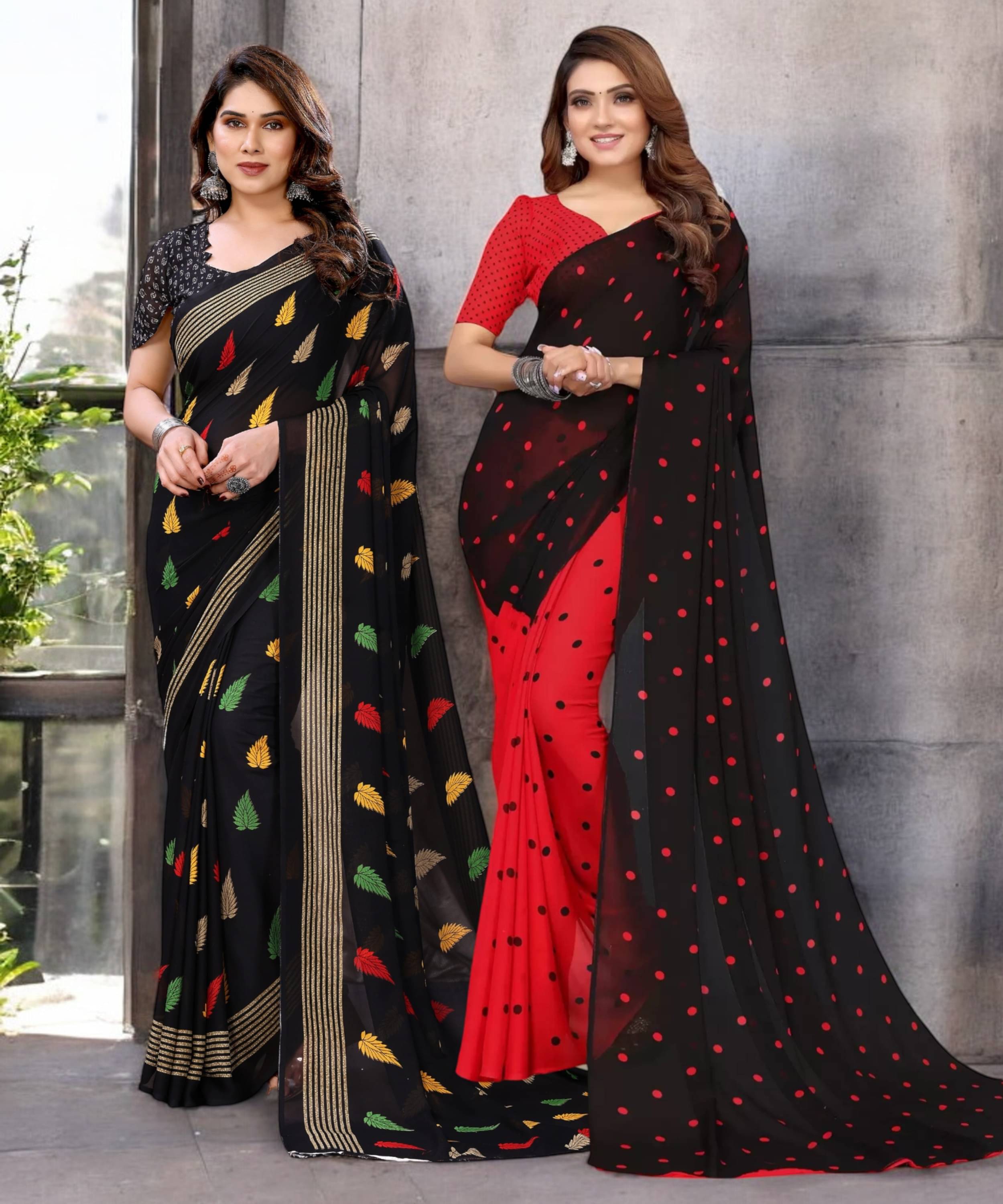 TTH Georgette Printed Saree With Unstitched Blouse Piece ( Multicolor ) TTH Georgette Printed Saree With Unstitched Blouse Piece ( Multicolor )