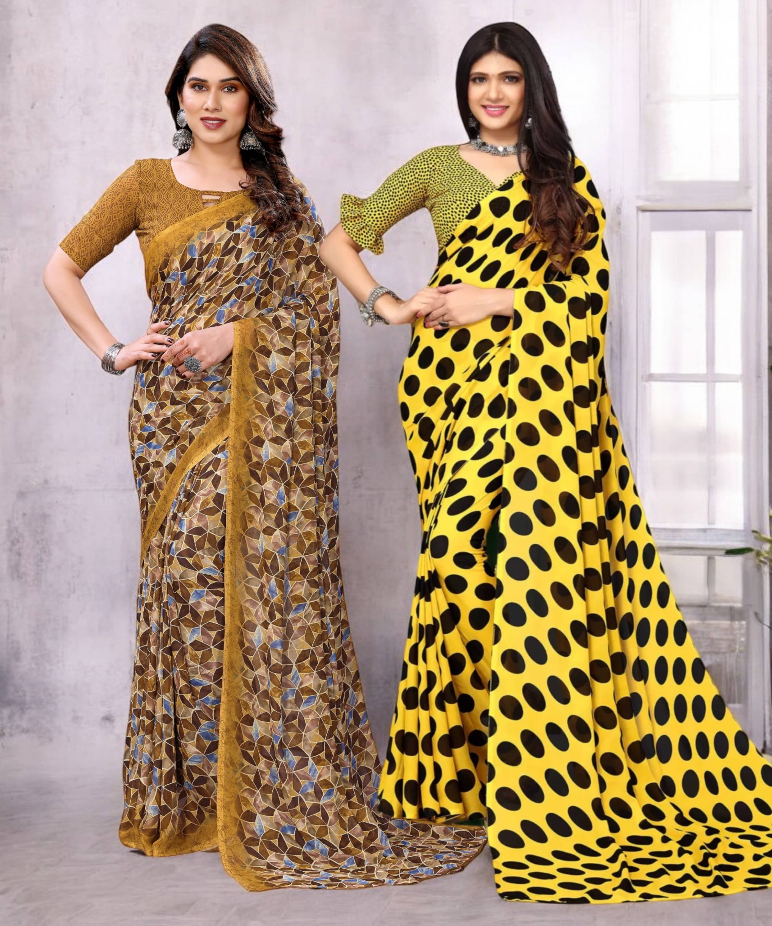     			TTH Georgette Printed Saree With Unstitched Blouse Piece ( Multicolor )