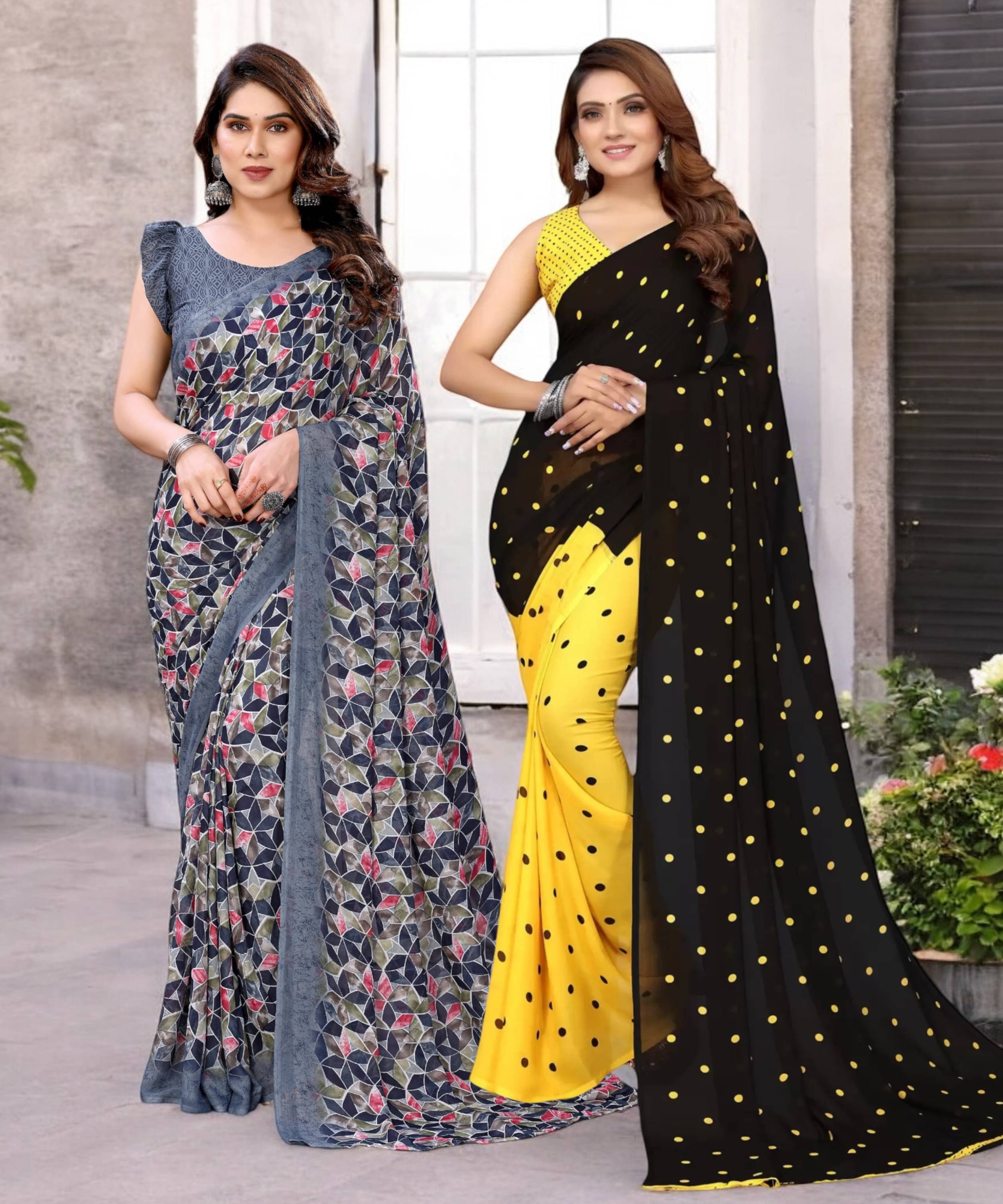 TTH Georgette Printed Saree With Unstitched Blouse Piece ( Multicolor ) TTH Georgette Printed Saree With Unstitched Blouse Piece ( Multicolor )