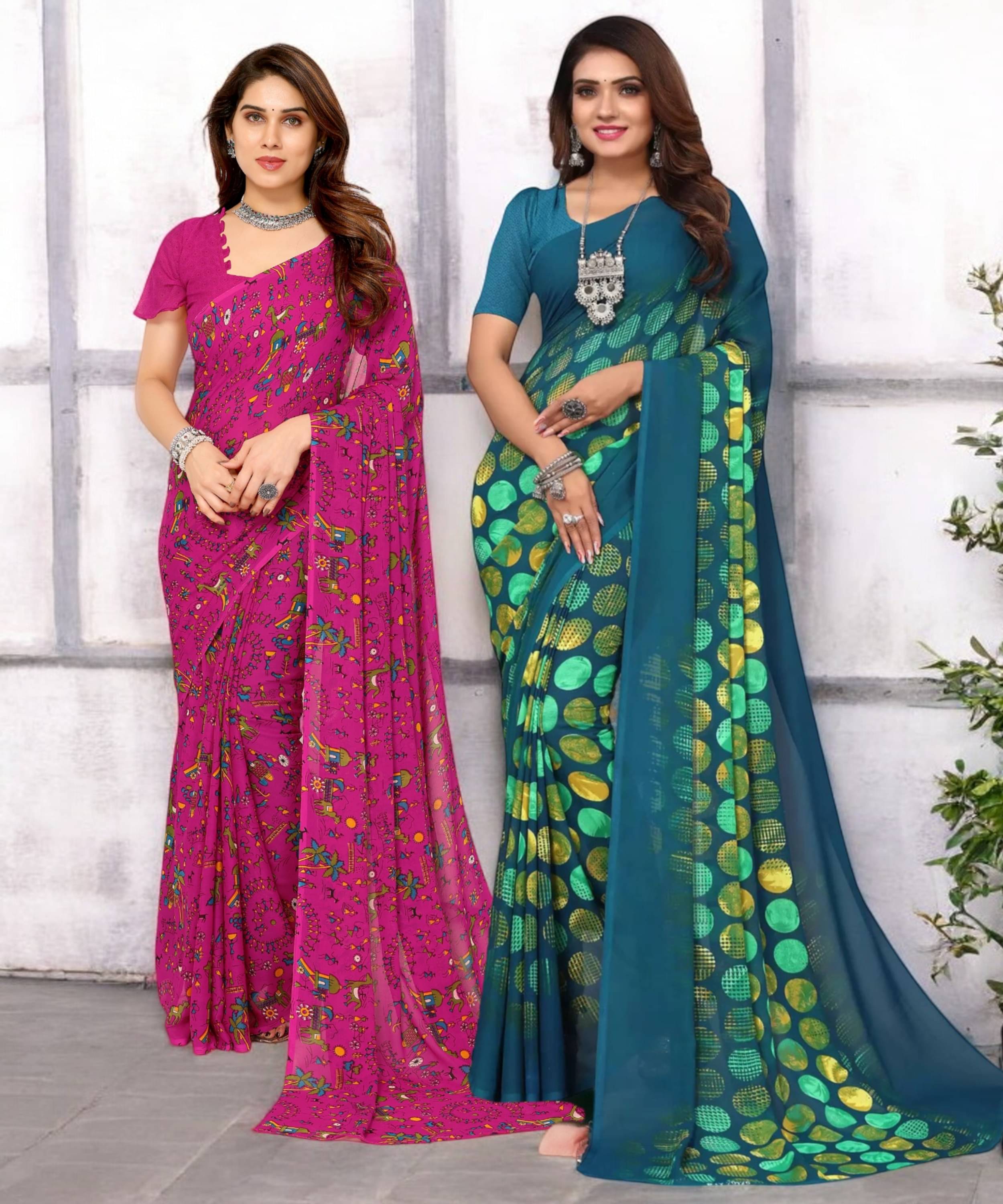 TTH Georgette Printed Saree With Unstitched Blouse Piece ( Multicolor ) TTH Georgette Printed Saree With Unstitched Blouse Piece ( Multicolor )