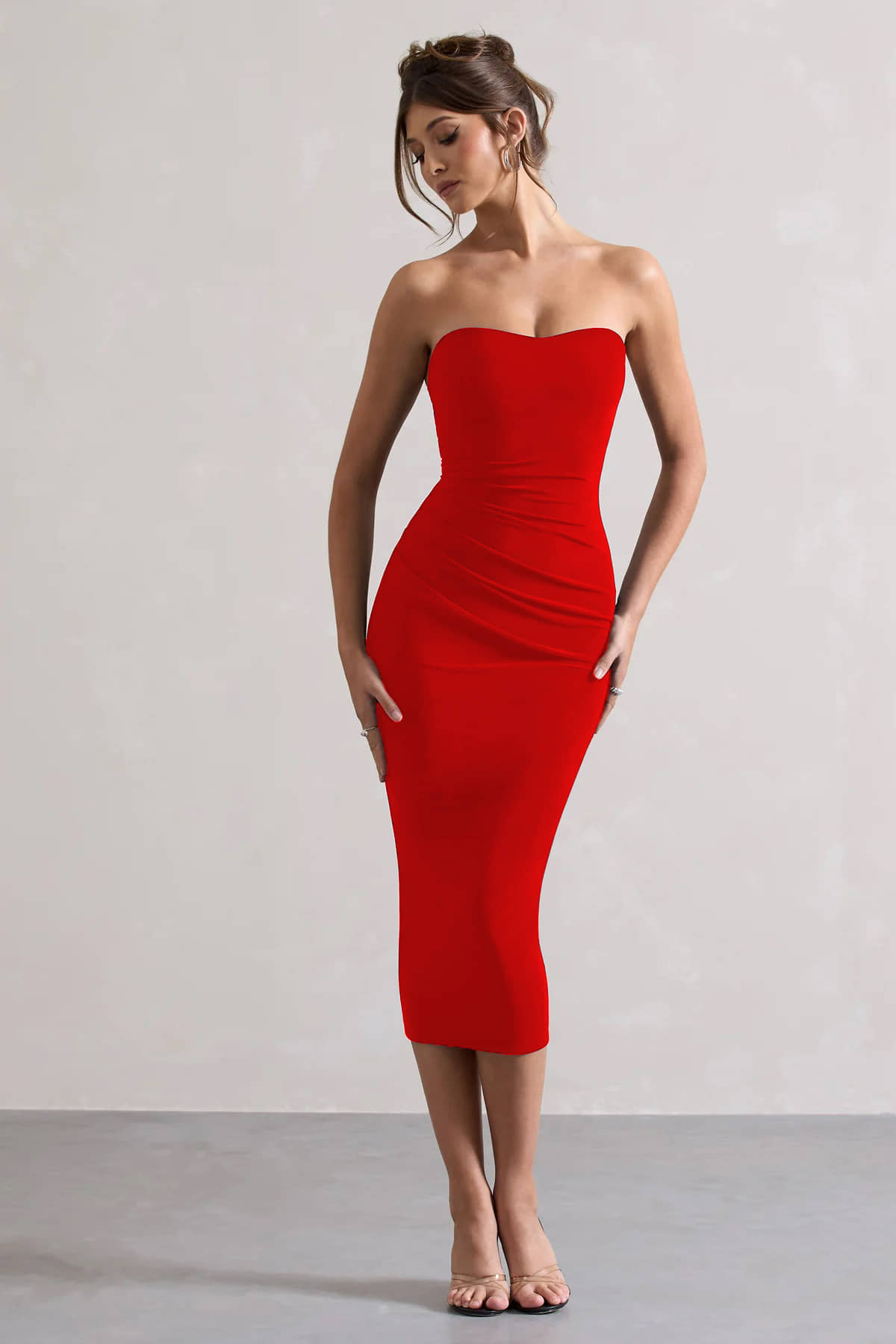 Traquila Women Lycra Solid Bodycon Dress ( Red )
