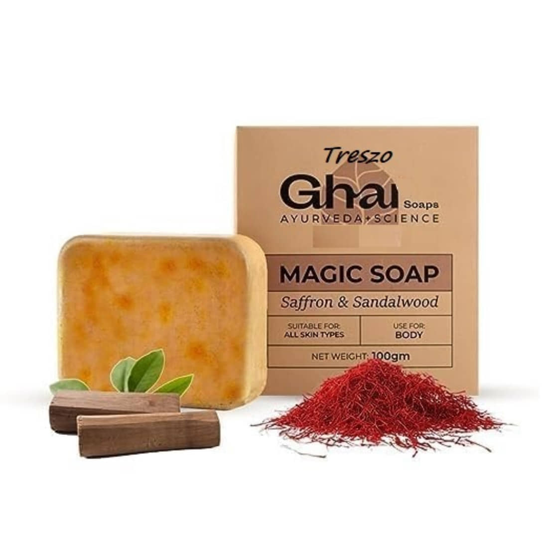 Treszo Skin Whitening GHRR Magic Soap Sandal Wood Soap for All Skin Type ( Pack of 1 )