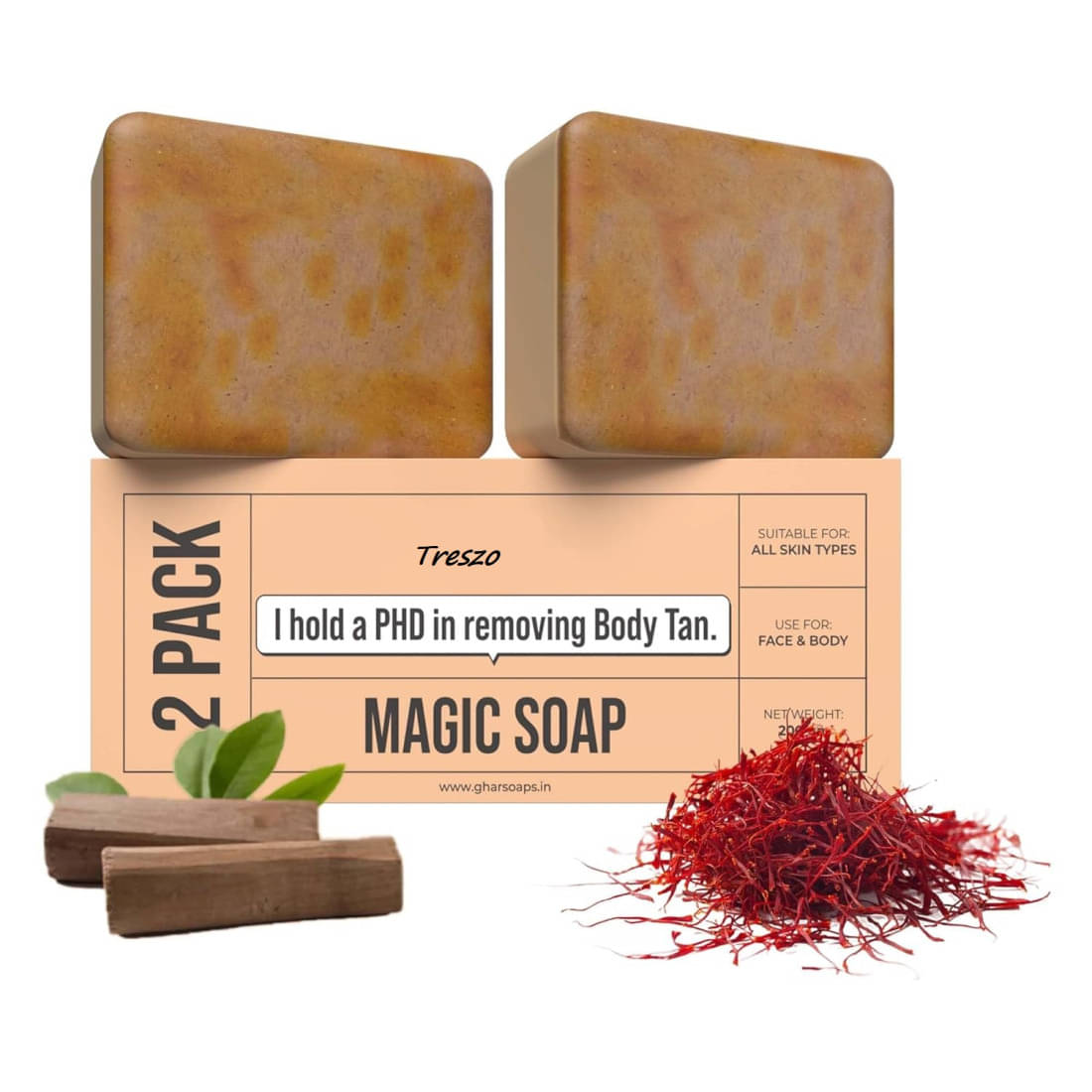 Treszo Skin Whitening GHRR Soap Magic And Saffron Bath Soap for All Skin Type ( Pack of 2 ) Treszo Skin Whitening GHRR Soap Magic And Saffron Bath Soap for All Skin Type ( Pack of 2 )