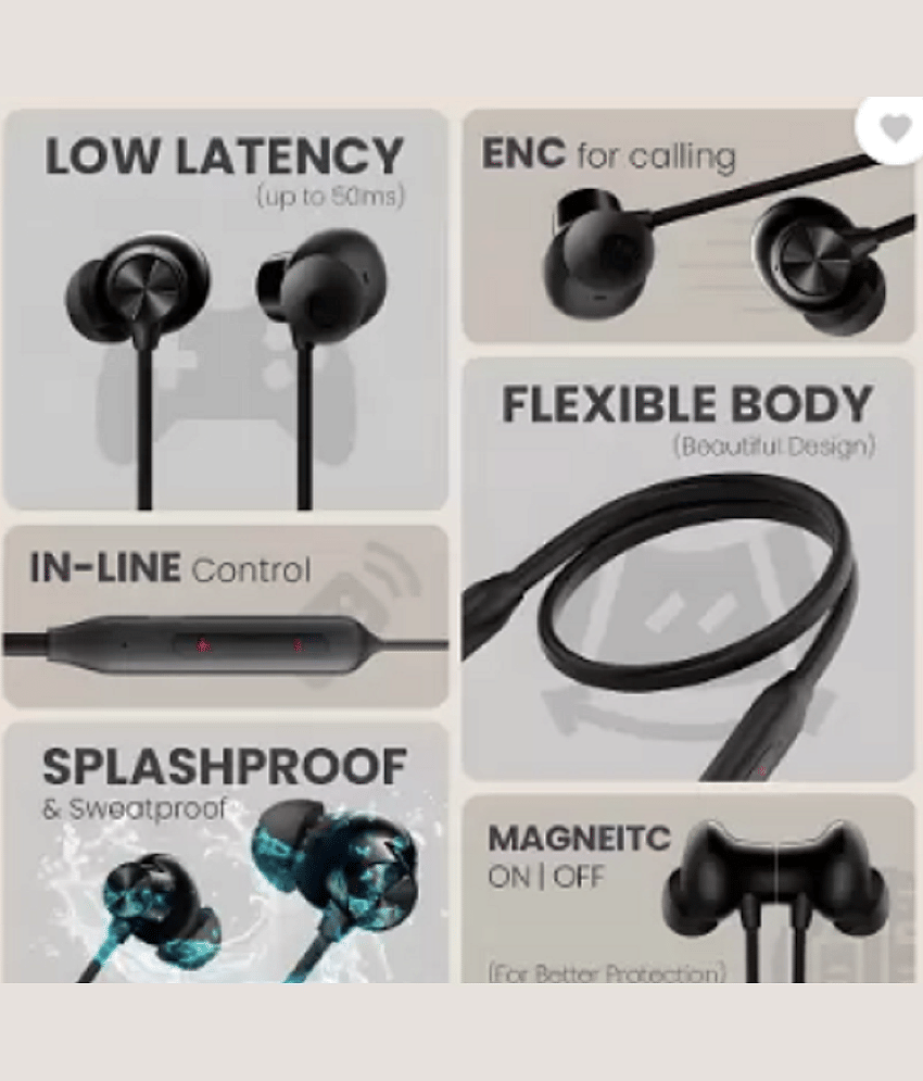 UCOOL Bullet B. Bluetooth Neckband In-the-ear Bluetooth Headset with Upto 20h Talktime Noise Cancellation - Red