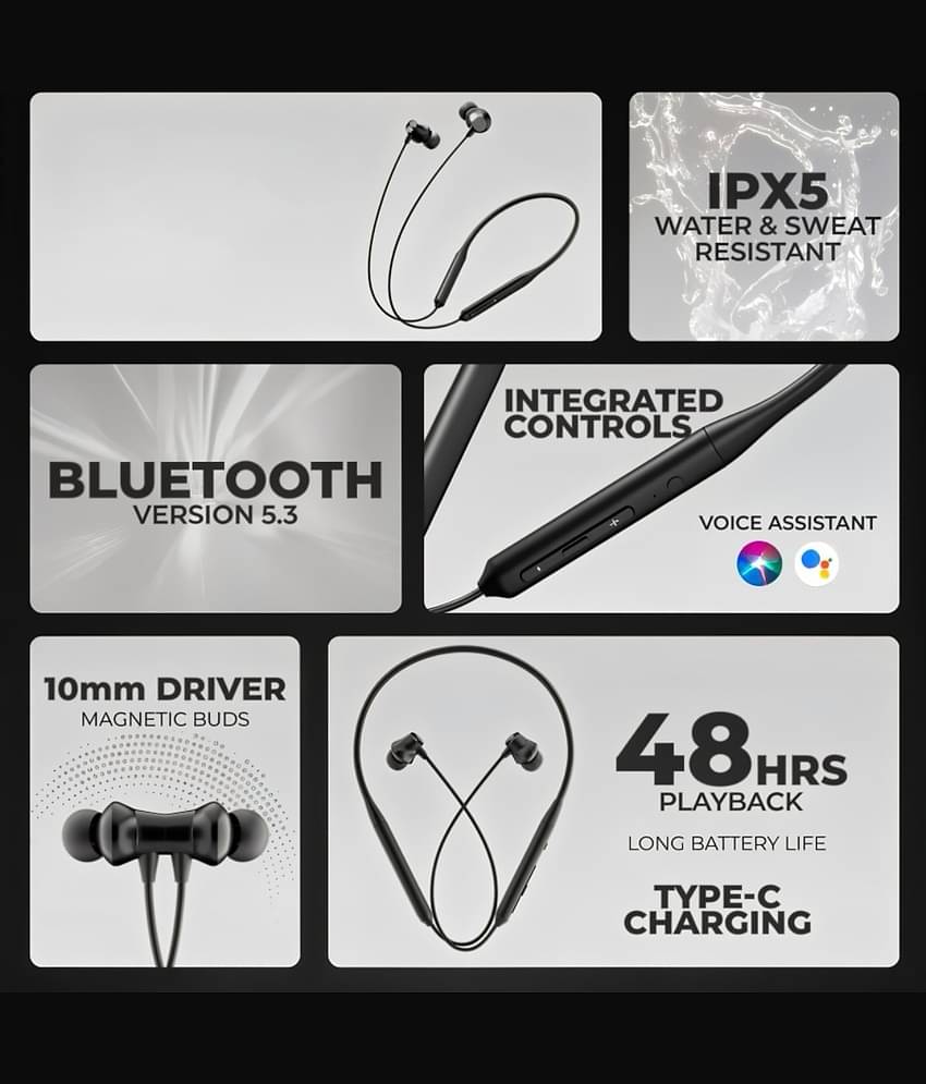 UCOOL Bullet B. Bluetooth Neckband In-the-ear Bluetooth Headset with Upto 20h Talktime Noise Cancellation - Red