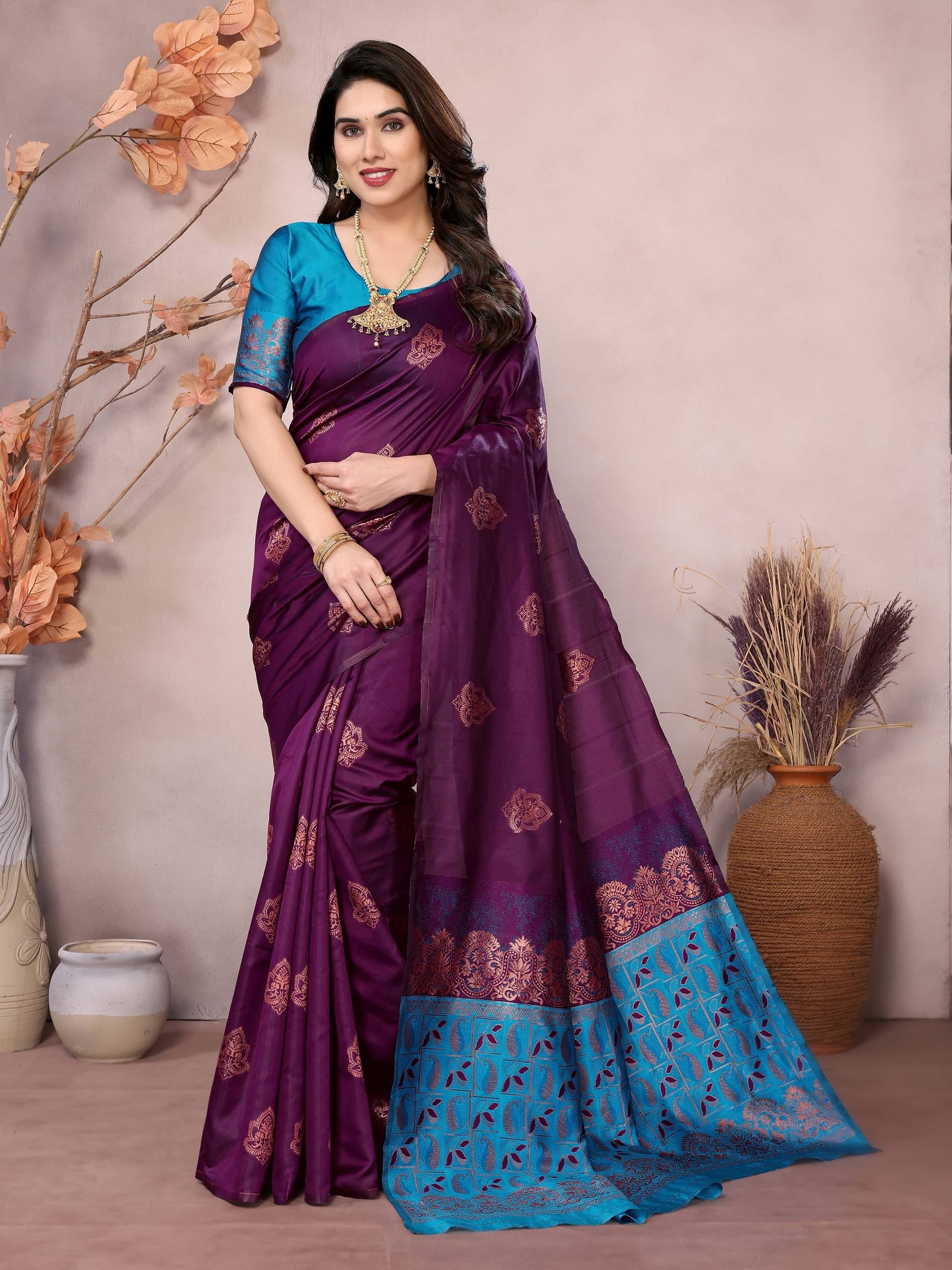     			VEDANT VASTRAM Art Silk Self Design Saree With Unstitched Blouse Piece ( Wine )