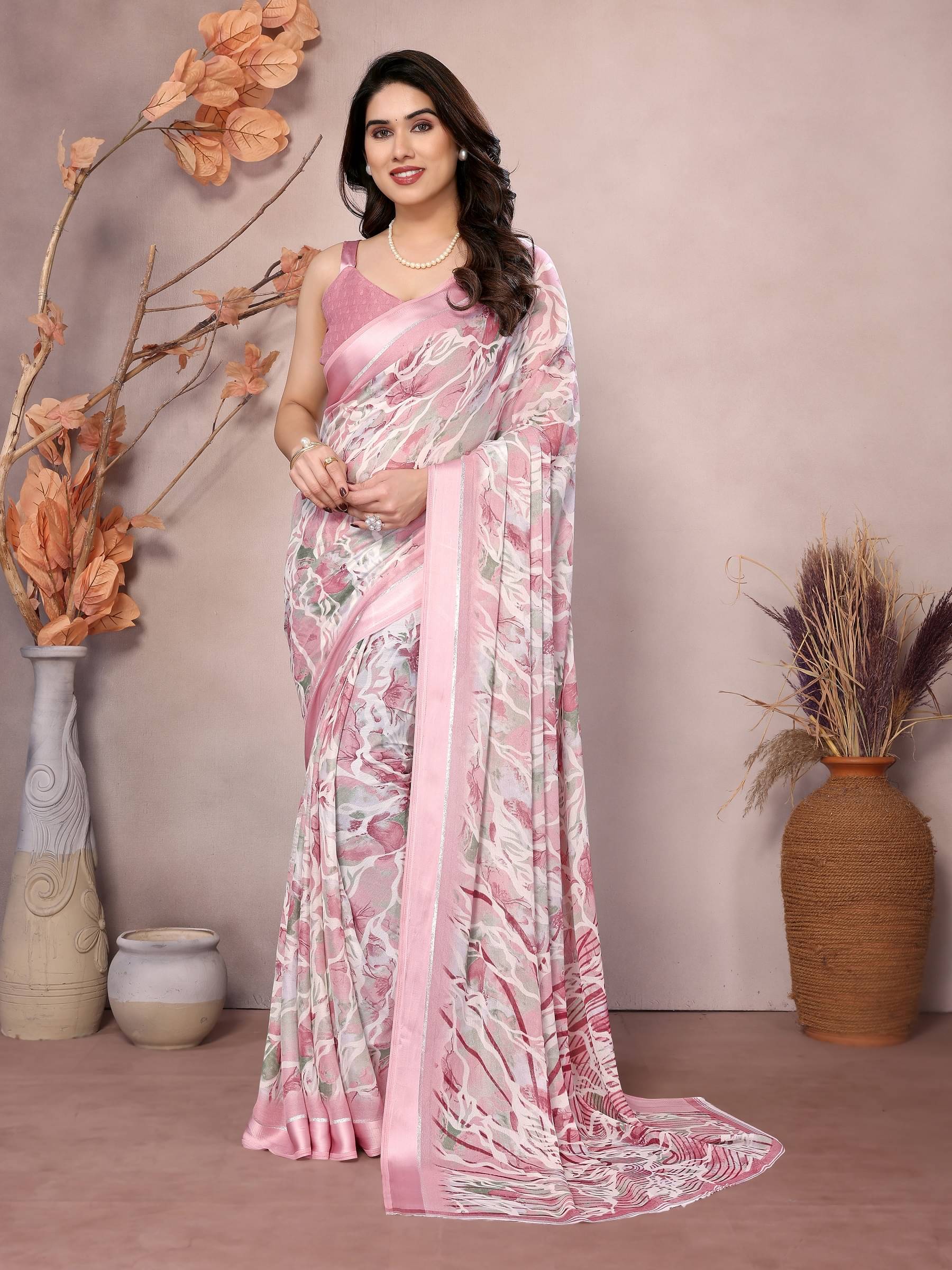 VEDANT VASTRAM Chiffon Printed Saree With Unstitched Blouse Piece ( Multicolor ) VEDANT VASTRAM Chiffon Printed Saree With Unstitched Blouse Piece ( Multicolor )