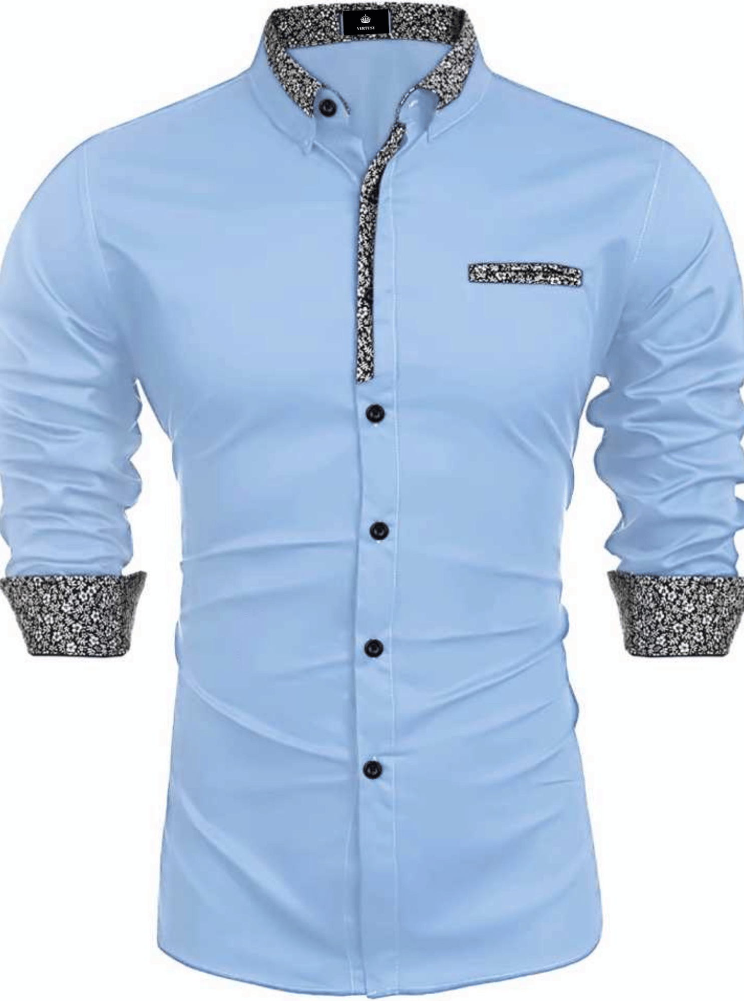 VERTUSY Cotton Blend Regular Fit Solids Full Sleeves Men's Casual Shirt - Light Blue ( Pack of 1 )     			VERTUSY Cotton Blend Regular Fit Solids Full Sleeves Men's Casual Shirt - Light Blue ( Pack of 1 )