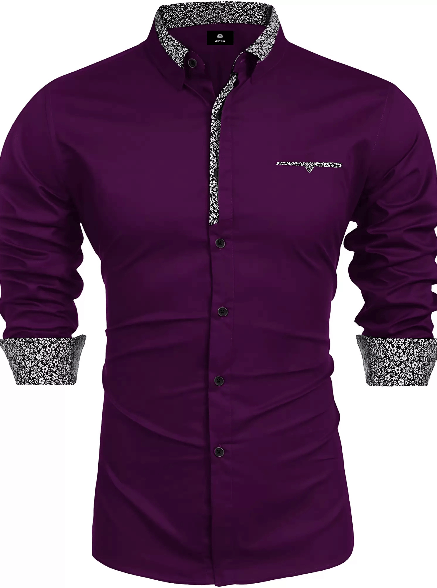     			VERTUSY Cotton Blend Regular Fit Solids Full Sleeves Men's Casual Shirt - Purple ( Pack of 1 )