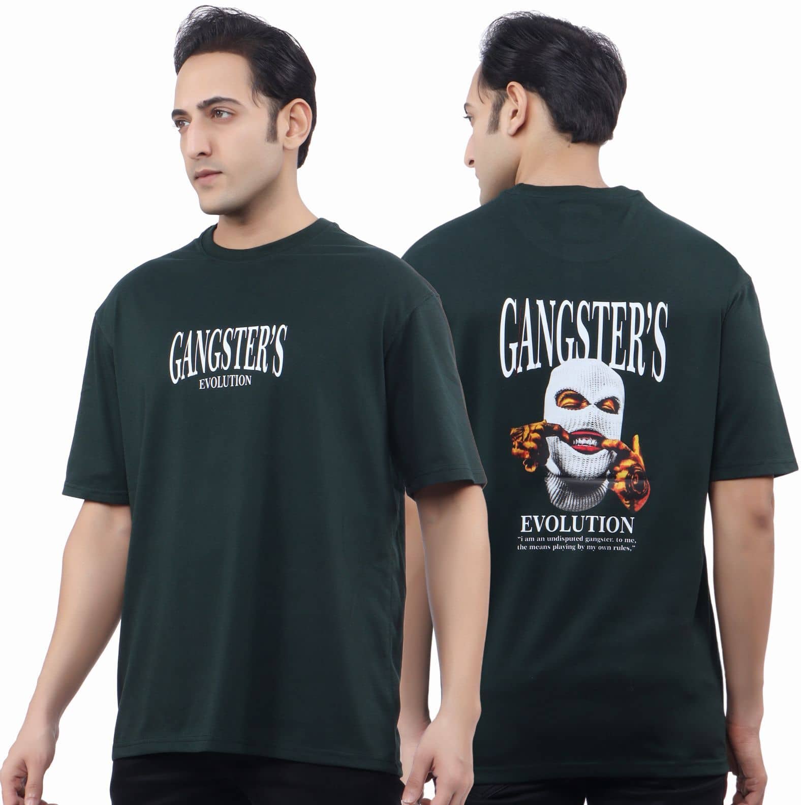 WILD ELEPHANT Cotton Blend Oversized Fit Printed 3/4th Sleeves Men's Round T-Shirt - Green ( Pack of 1 )