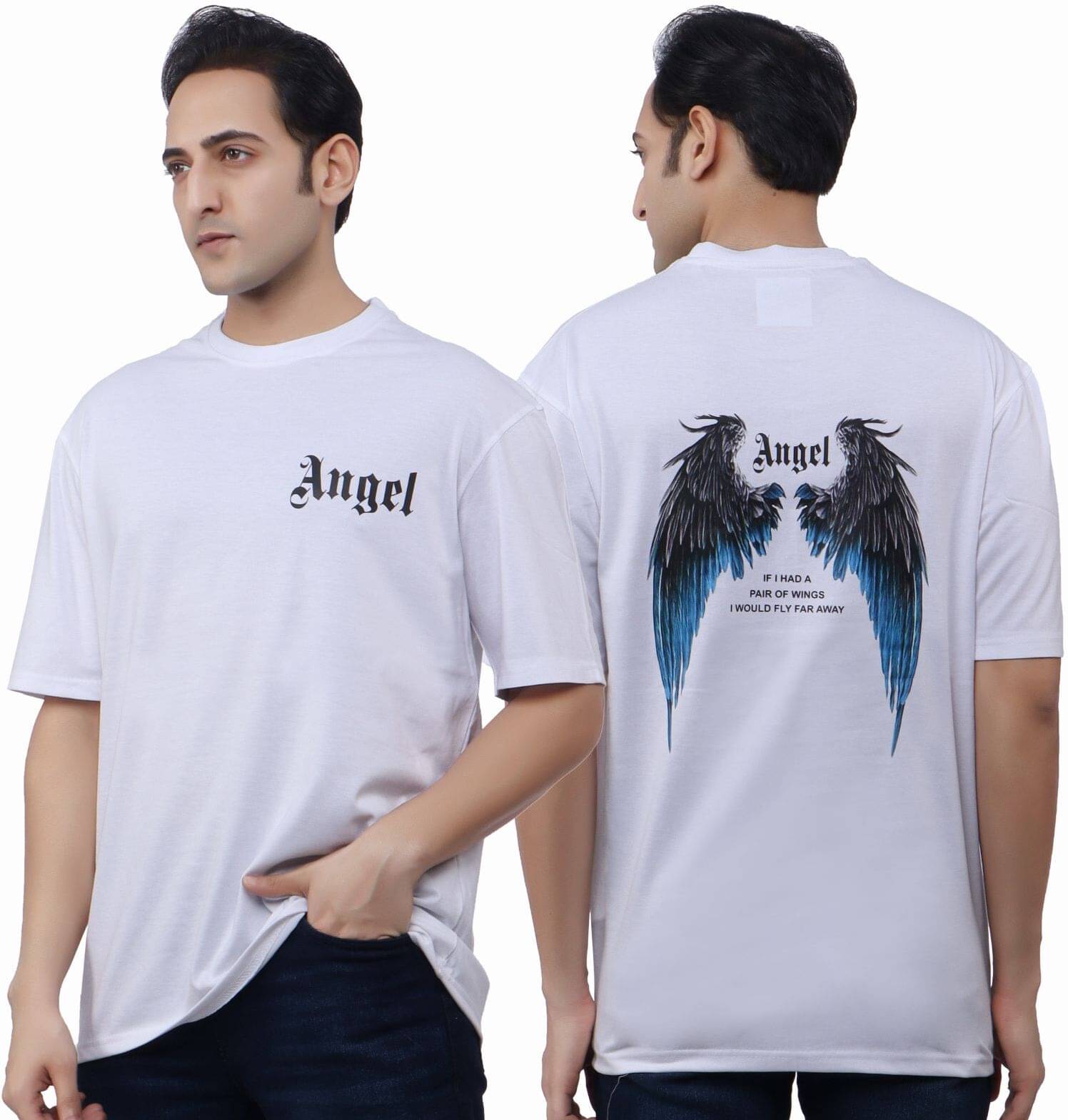     			WILD ELEPHANT Cotton Blend Oversized Fit Printed Half Sleeves Men's Round T-Shirt - White ( Pack of 1 )