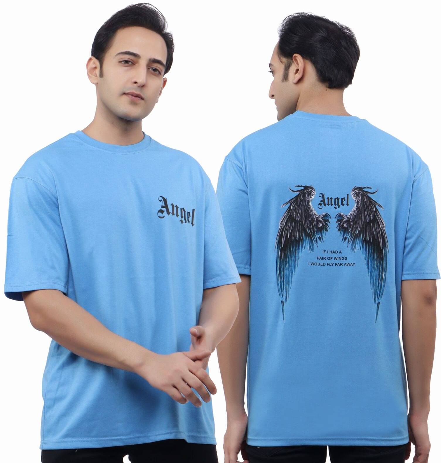 WILD ELEPHANT Cotton Blend Oversized Fit Printed Half Sleeves Men's Round T-Shirt - Light Blue ( Pack of 1 )     			WILD ELEPHANT Cotton Blend Oversized Fit Printed Half Sleeves Men's Round T-Shirt - Light Blue ( Pack of 1 )