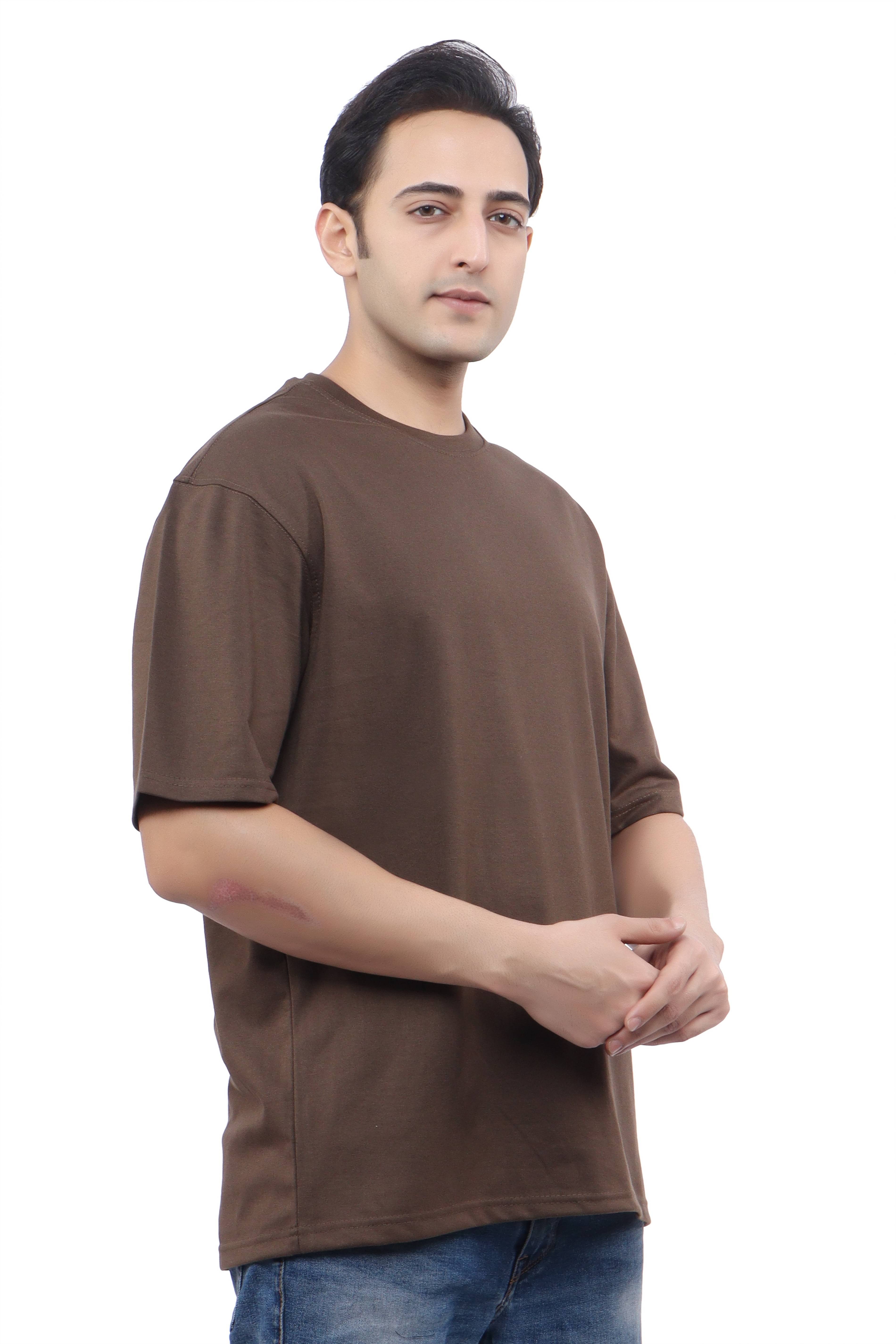     			WILD ELEPHANT Cotton Blend Oversized Fit Solid Half Sleeves Men's Round T-Shirt - Multicolor ( Pack of 1 )