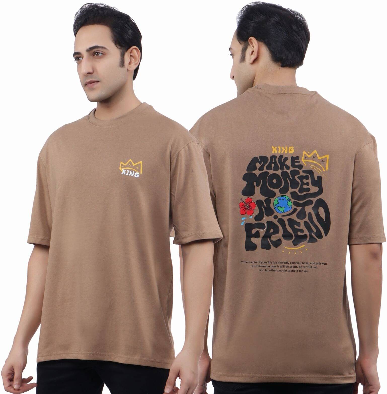     			WILD ELEPHANT Cotton Blend Oversized Fit Printed 3/4th Sleeves Men's Round T-Shirt - Multicolor ( Pack of 1 )