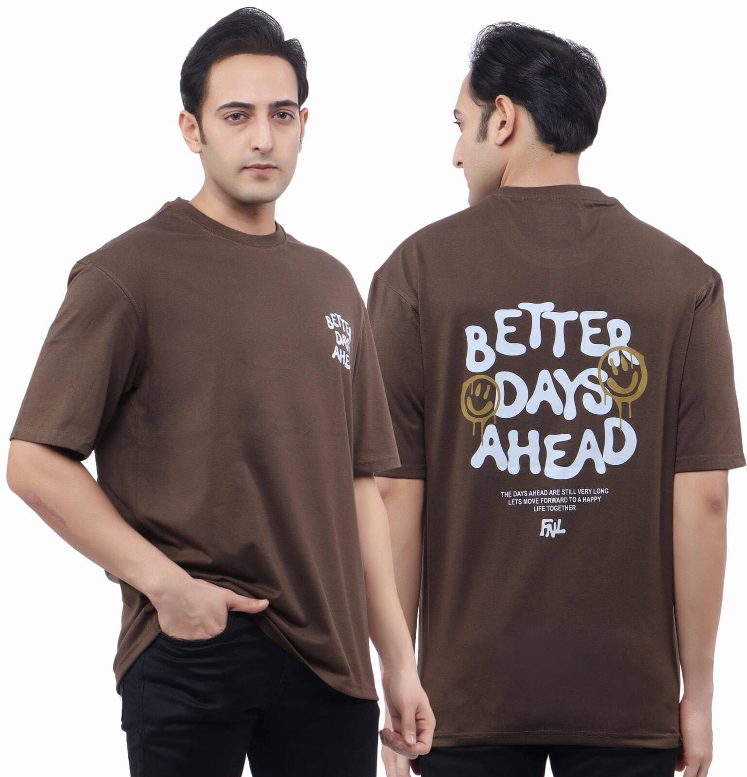     			WILD ELEPHANT Cotton Blend Oversized Fit Printed 3/4th Sleeves Men's Round T-Shirt - Brown ( Pack of 1 )
