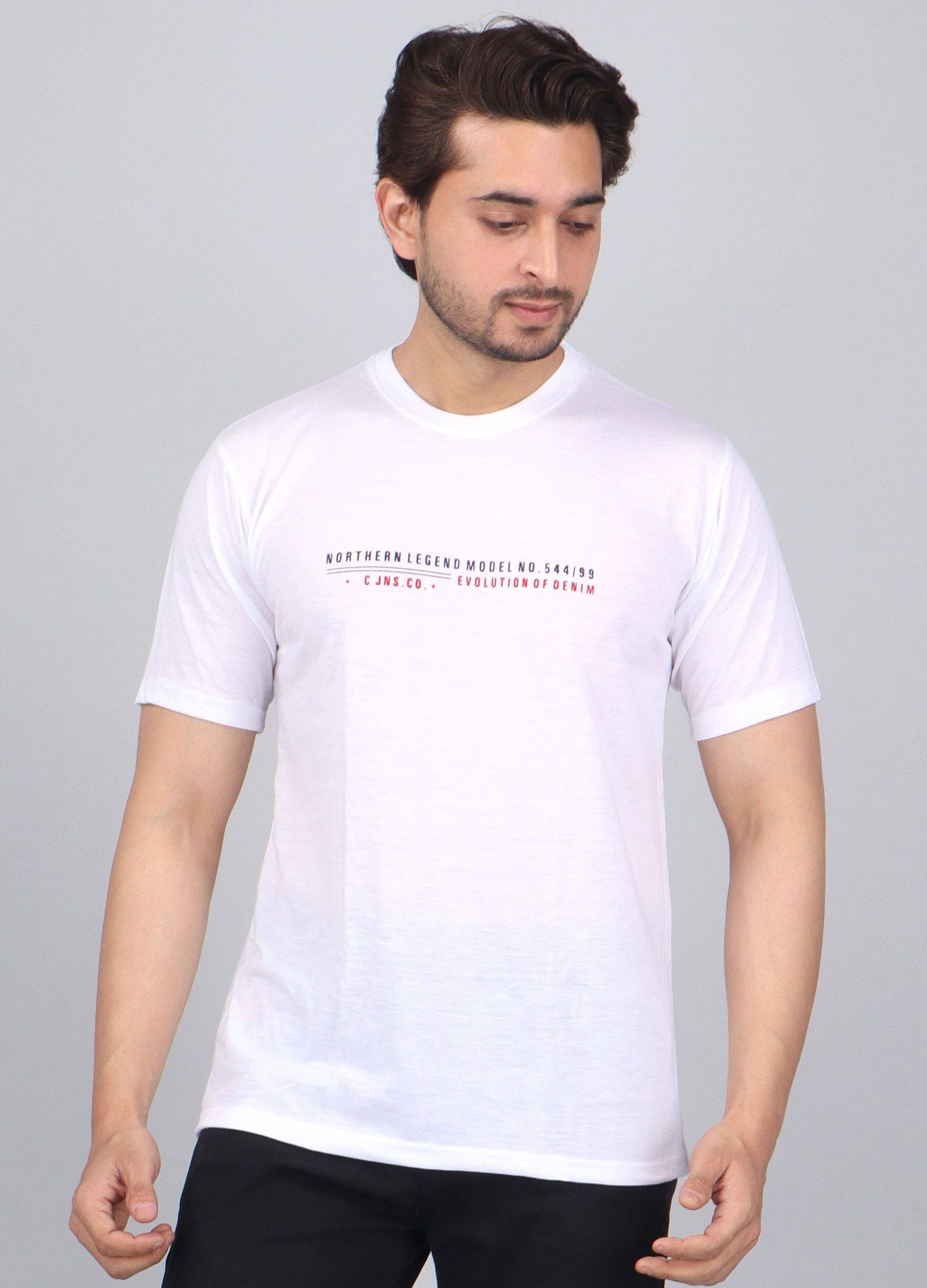 WILD ELEPHANT Cotton Blend Regular Fit Printed Half Sleeves Men's Round T-Shirt - White ( Pack of 1 )     			WILD ELEPHANT Cotton Blend Regular Fit Printed Half Sleeves Men's Round T-Shirt - White ( Pack of 1 )