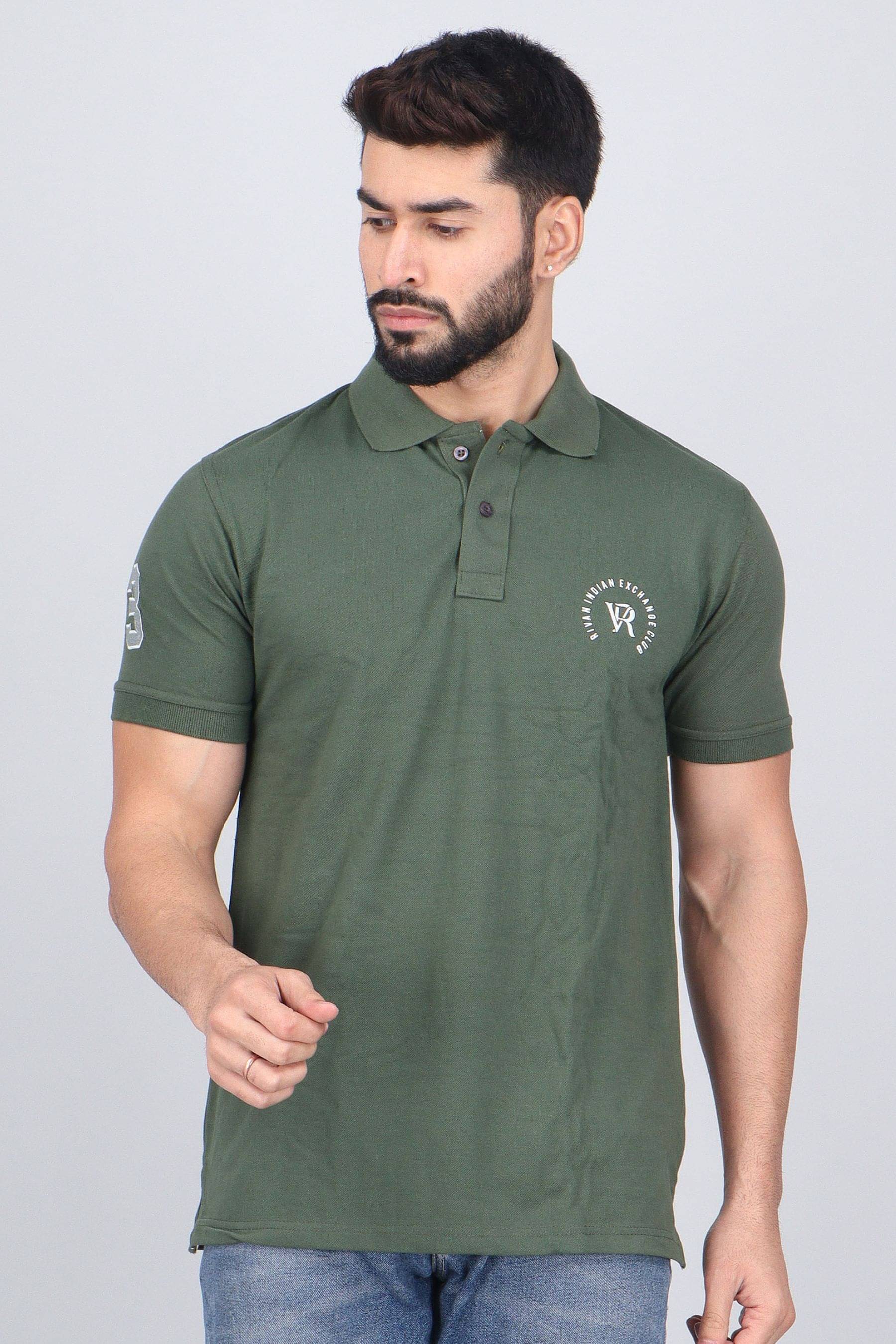 WILD ELEPHANT Pack of 1 Cotton Regular Fit Solid Half Sleeves Men's Polo T Shirt ( Green ) WILD ELEPHANT Pack of 1 Cotton Regular Fit Solid Half Sleeves Men's Polo T Shirt ( Green )