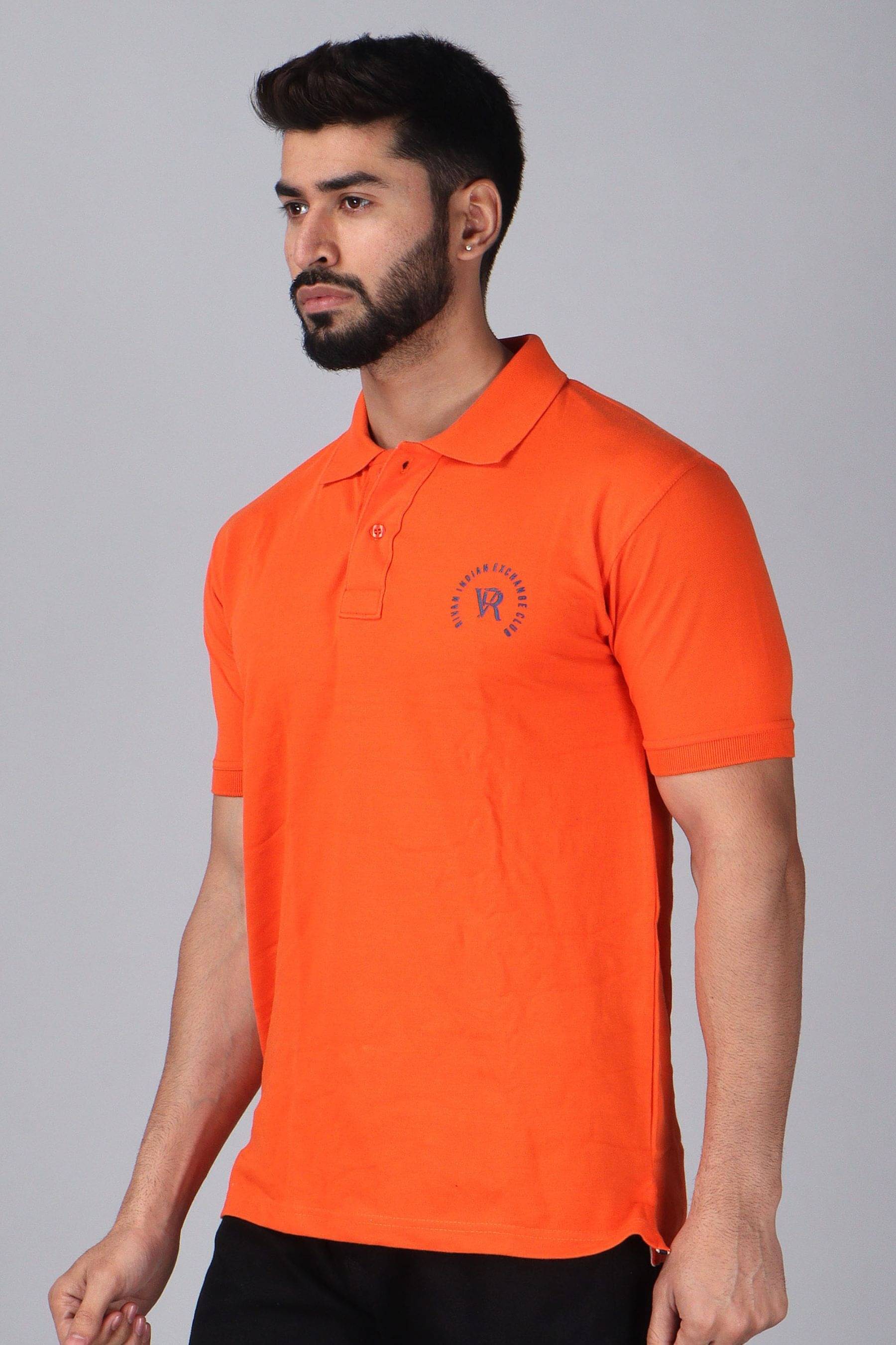     			WILD ELEPHANT Pack of 1 Cotton Regular Fit Solid Half Sleeves Men's Polo T Shirt ( Orange )