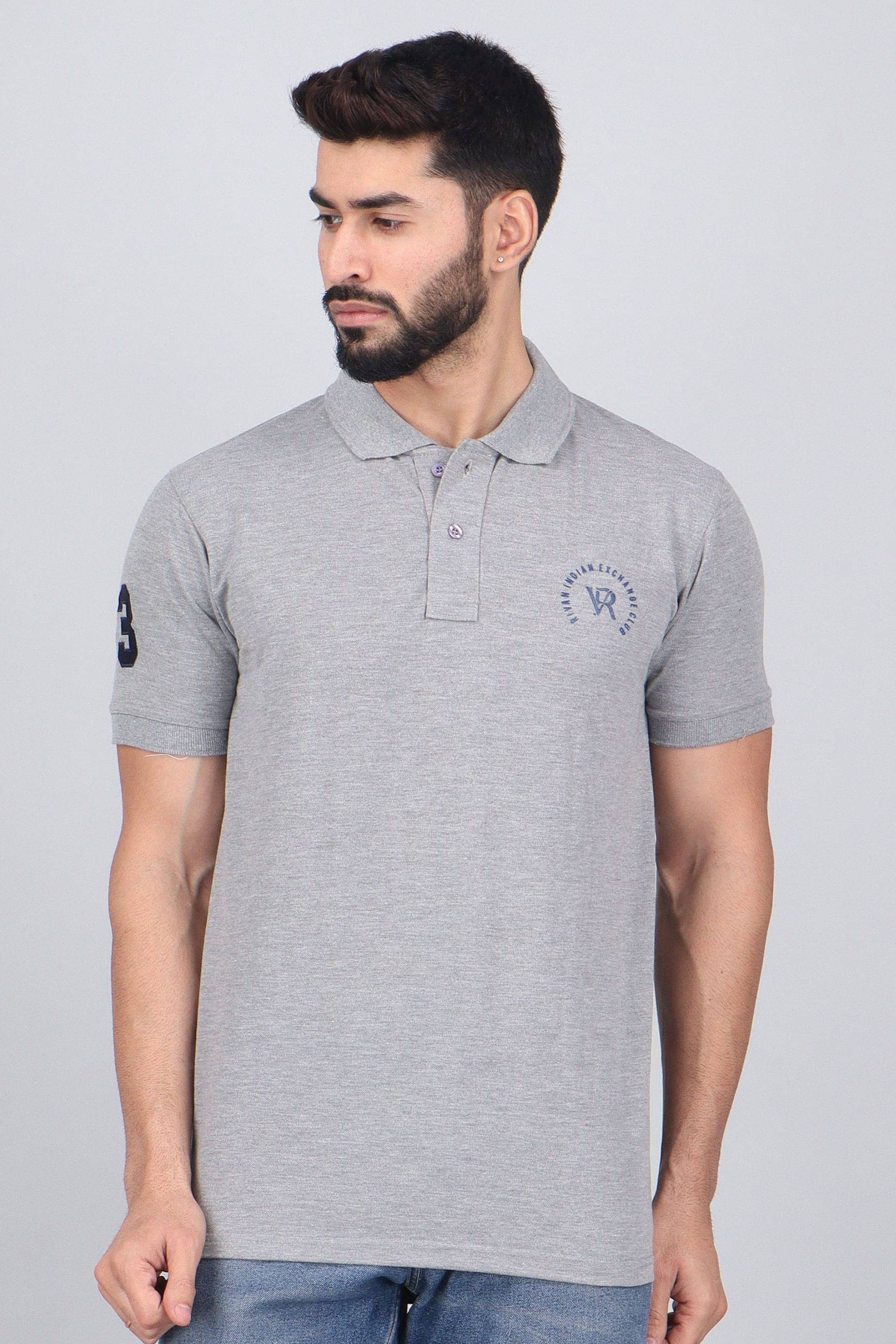     			WILD ELEPHANT Pack of 1 Cotton Regular Fit Solid Half Sleeves Men's Polo T Shirt ( Grey )