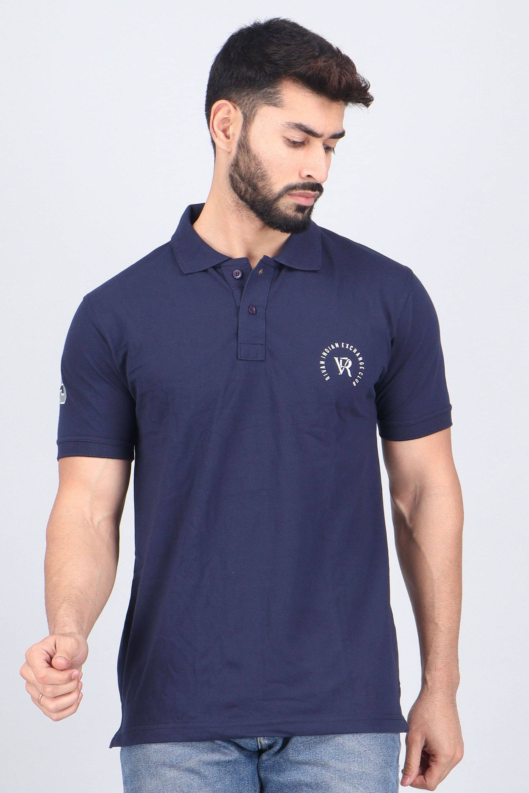 WILD ELEPHANT Pack of 1 Cotton Regular Fit Solid Half Sleeves Men's Polo T Shirt ( Navy Blue ) WILD ELEPHANT Pack of 1 Cotton Regular Fit Solid Half Sleeves Men's Polo T Shirt ( Navy Blue )