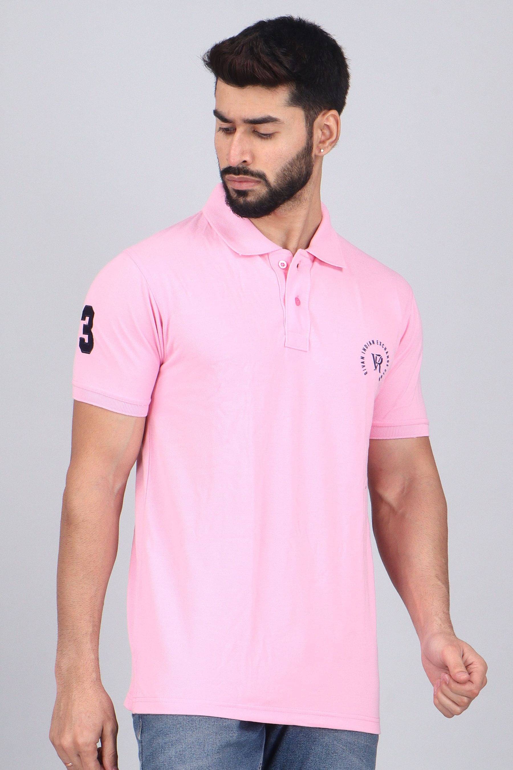     			WILD ELEPHANT Pack of 1 Cotton Regular Fit Solid Half Sleeves Men's Polo T Shirt ( Pink )