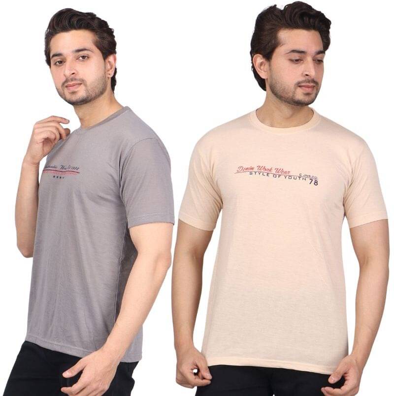 WILD ELEPHANT Polyester Regular Fit Printed Half Sleeves Men's Round T-Shirt - Multicolor ( Pack of 2 ) WILD ELEPHANT Polyester Regular Fit Printed Half Sleeves Men's Round T-Shirt - Multicolor ( Pack of 2 )