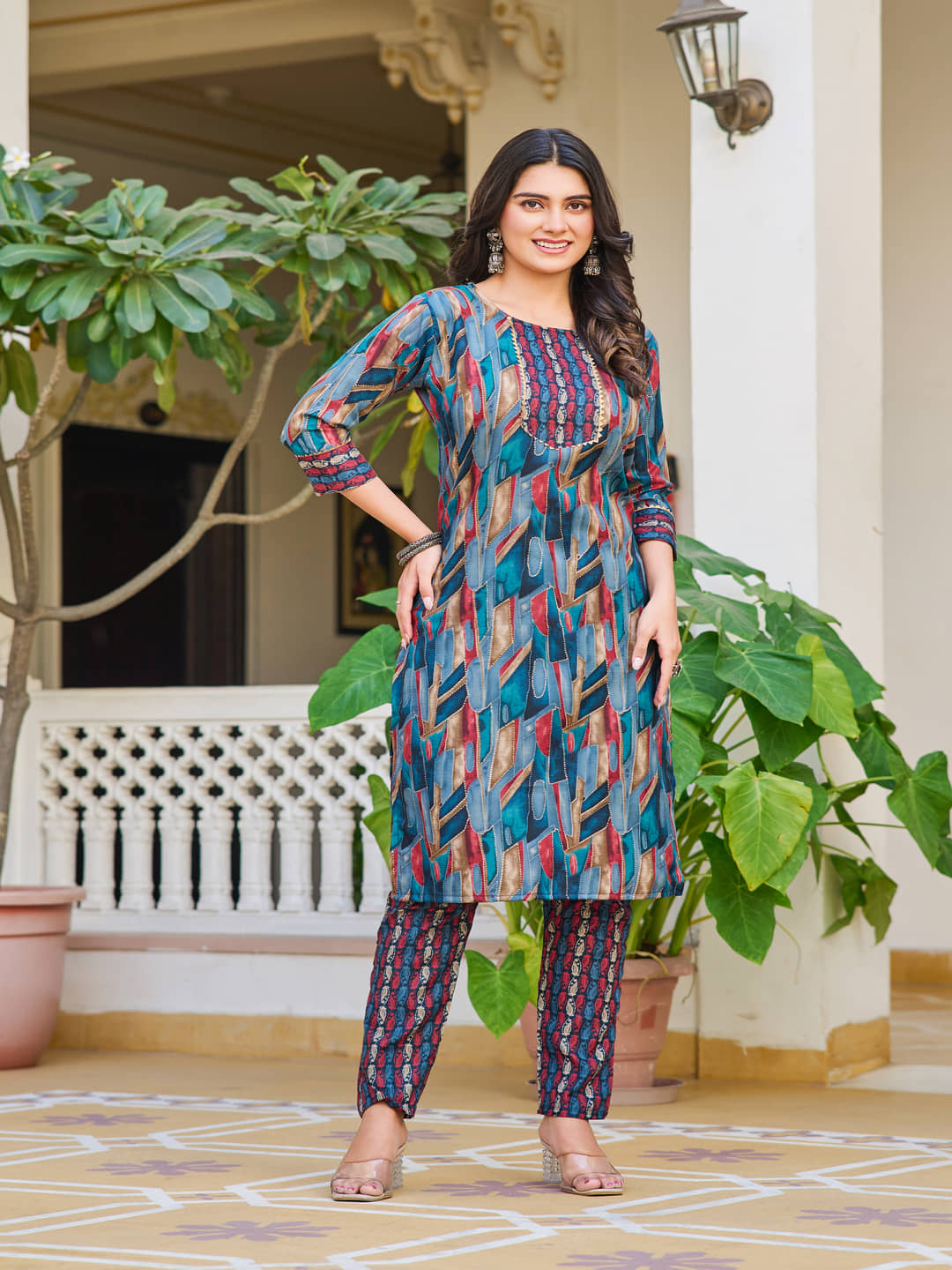 YAGNIK FASHION Cotton Printed Kurti With Pants Women's Stitched Salwar Suit - Pink ( Pack of 1 )
