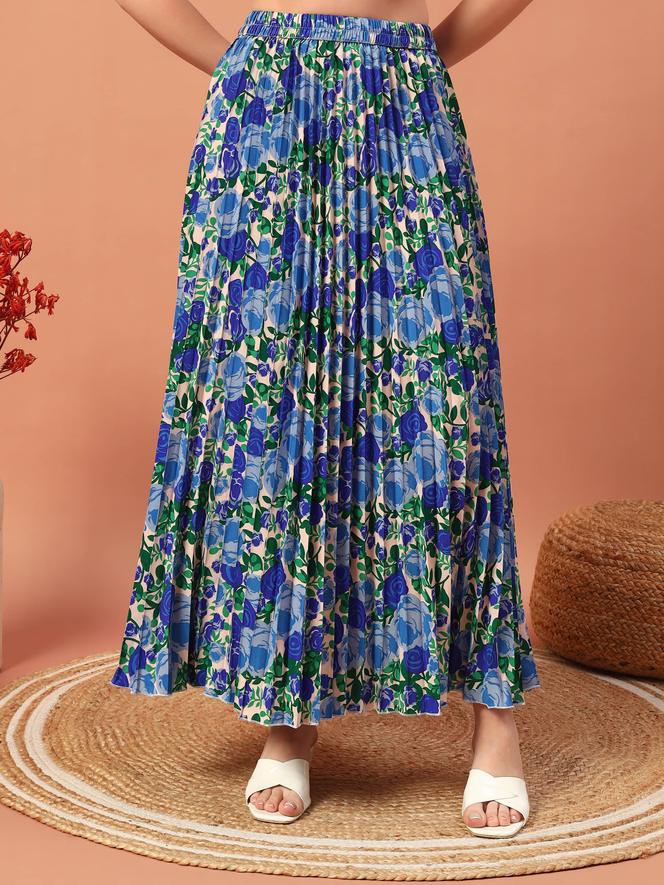 ZWERLON Blue Rayon Women's Flared Skirt ( Pack of 1 ) ZWERLON Blue Rayon Women's Flared Skirt ( Pack of 1 )